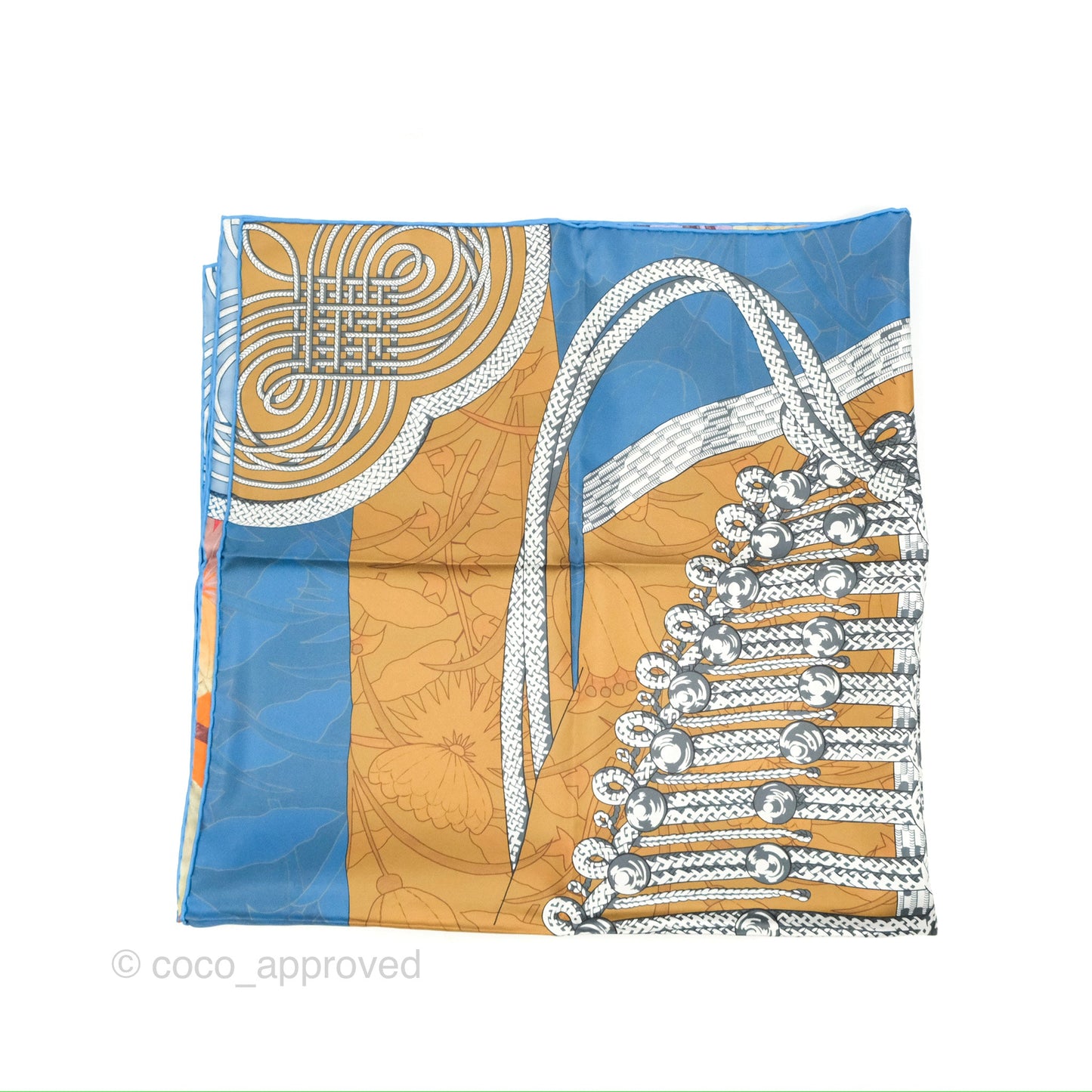Hermès Brandebourgs Fleuris Double Face Scarf 90