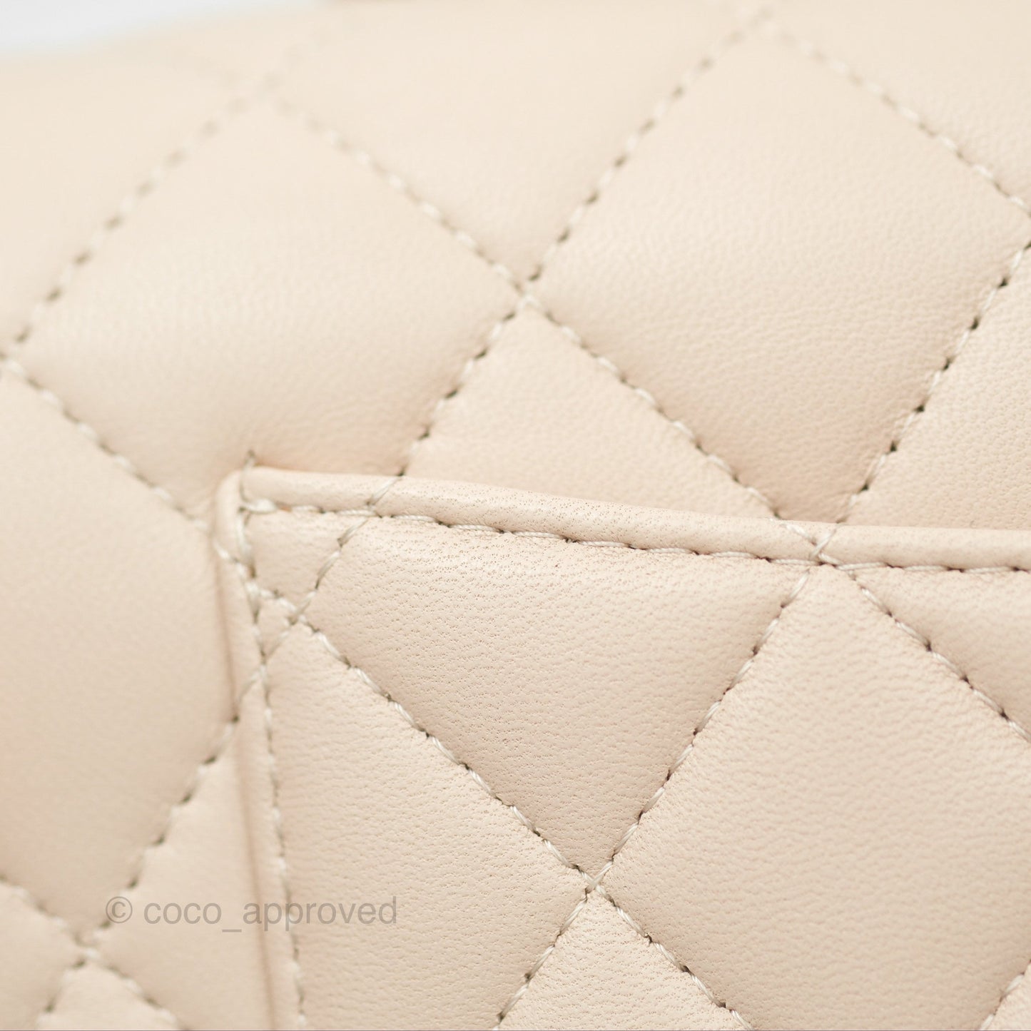 Chanel Top Handle Mini Rectangular Flap Bag Ecru/Beige Lambskin Gold Hardware 23P