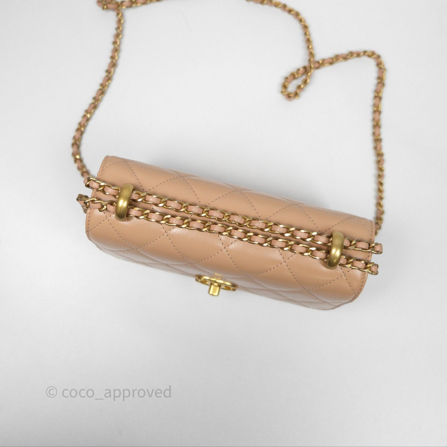 Chanel Quilted Mini Perfect Fit Adjustable Beige Calfskin Gold Hardware
