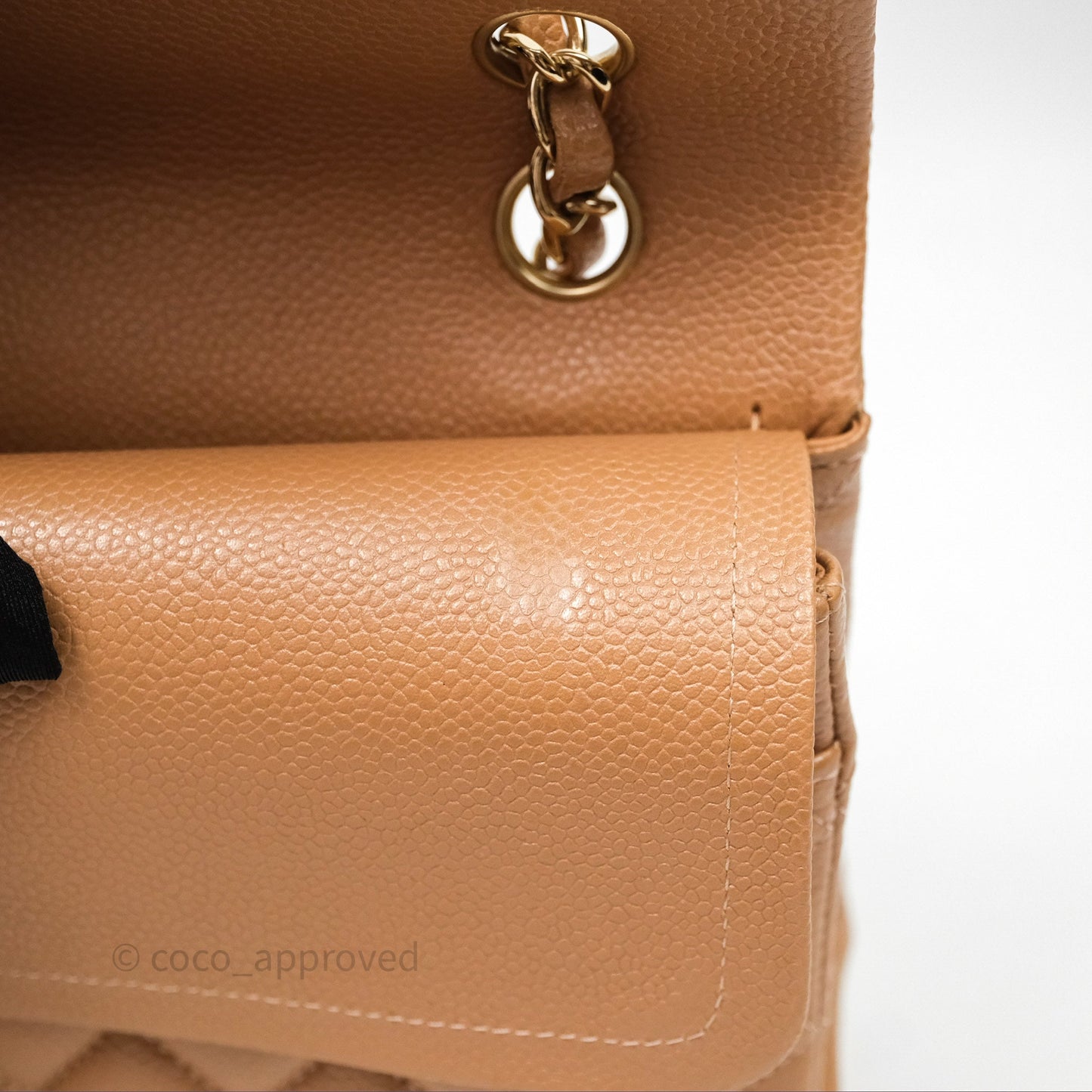 Chanel Classic M/L Medium Flap Quilted Beige Caviar Gold Hardware