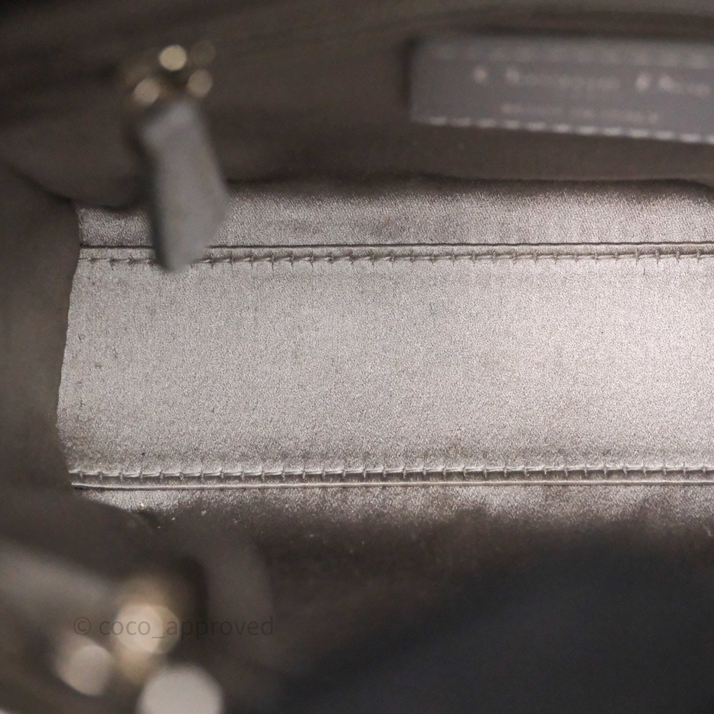 Christian Dior Mini Lady Dior Bag Grey Strass Cannage Satin Silver Hardware