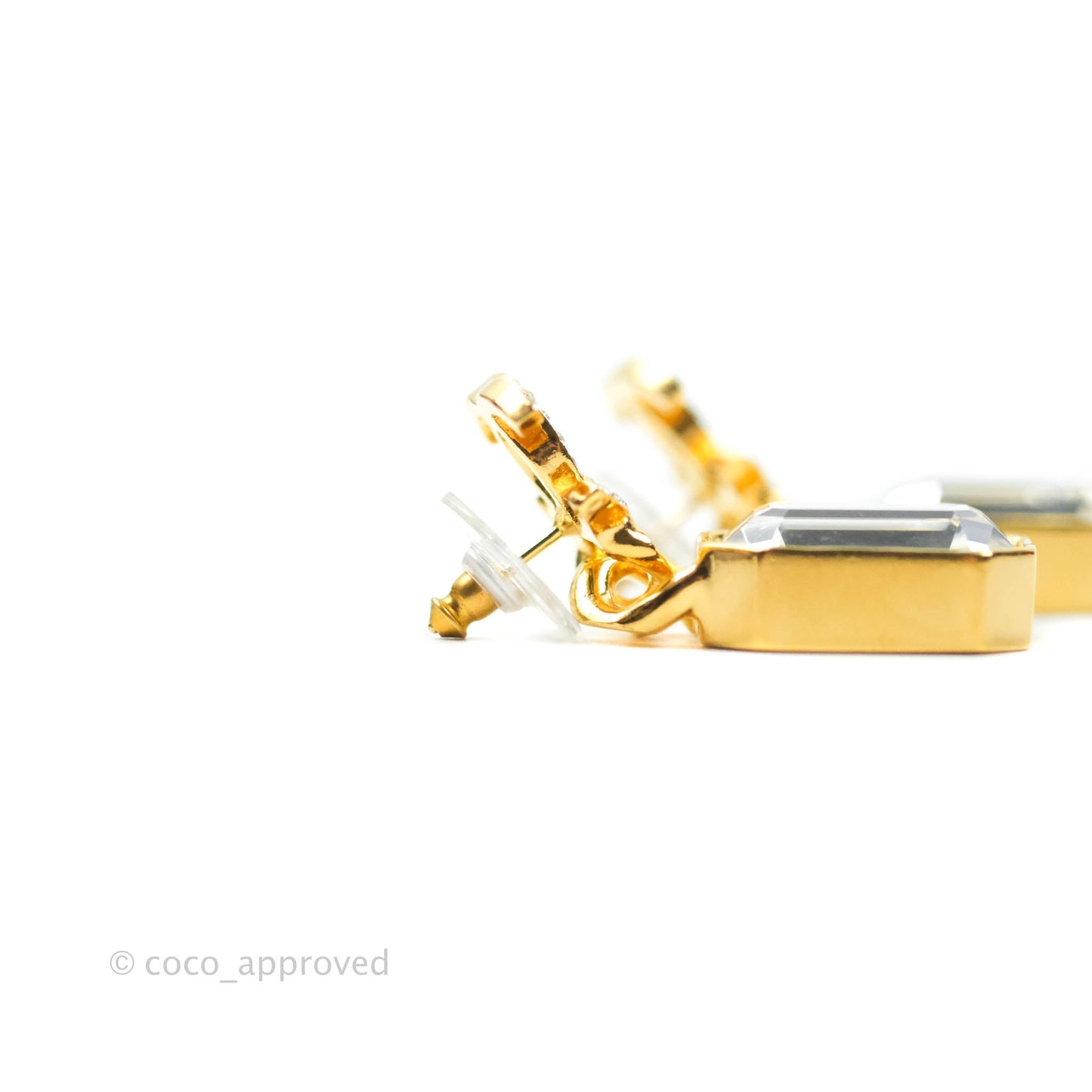 Chanel CC Crystal Drop Earrings Gold Tone 21A