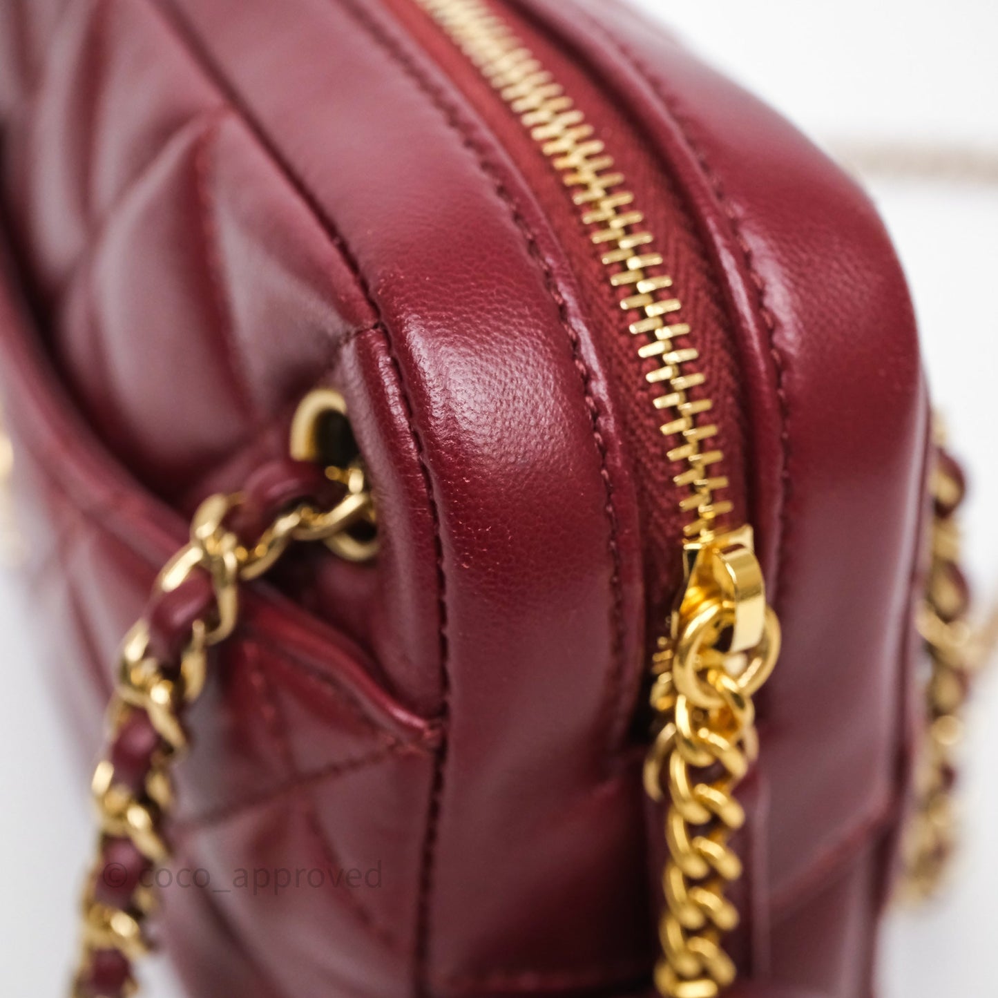Chanel Small Camera Bag Burgundy Lambskin Gold Hardware