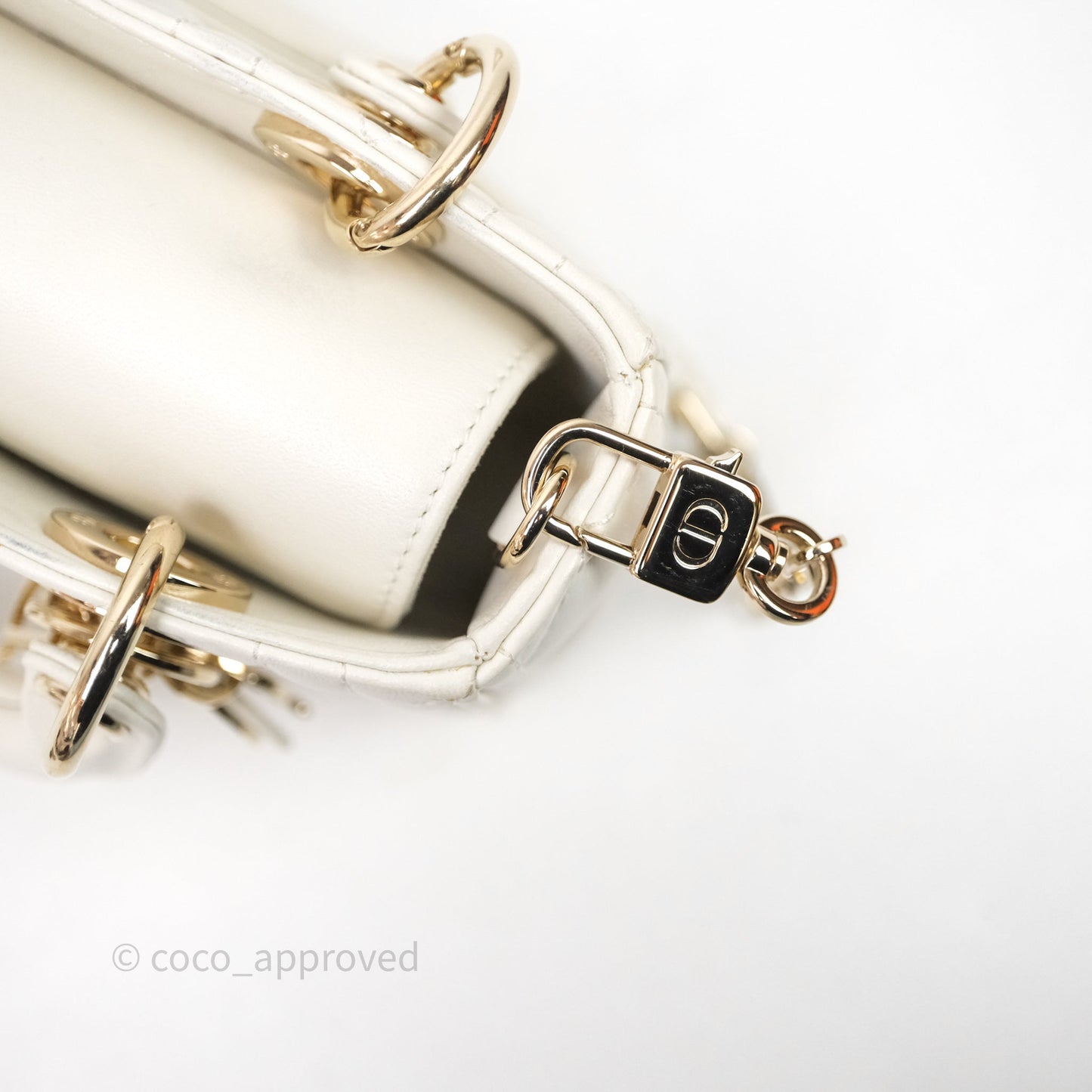 Christian Dior Micro Lady D-Joy Bag Latte Cannage Lambskin Gold Hardware
