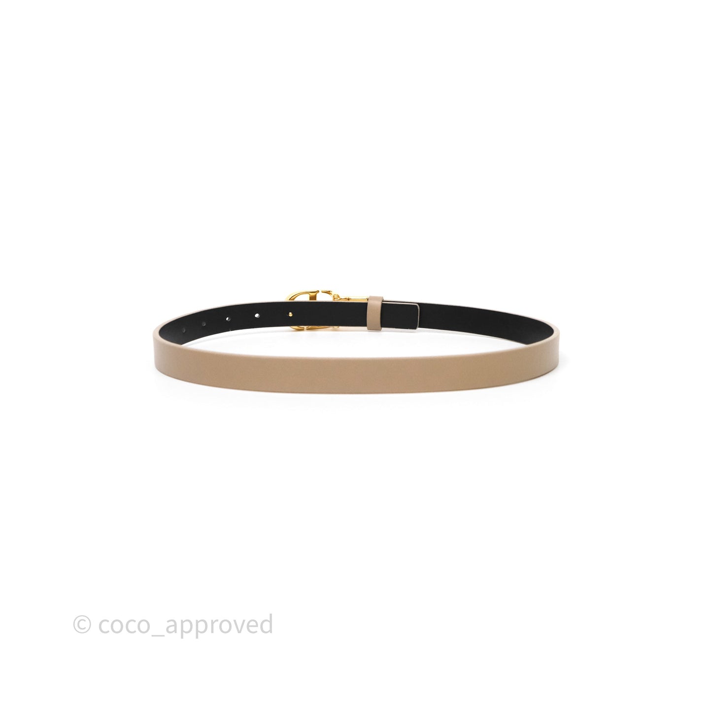 Dior 30 Montaigne Reversible Belt Hazelnut/Black Calfskin Gold Hardware Size 70