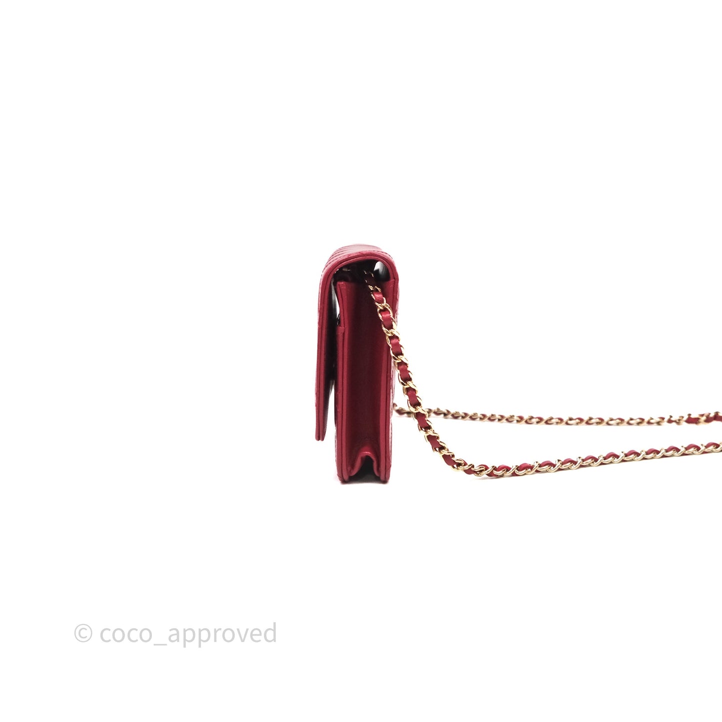 Chanel Wallet On Chain Red Calfskin Bag Gold hardware