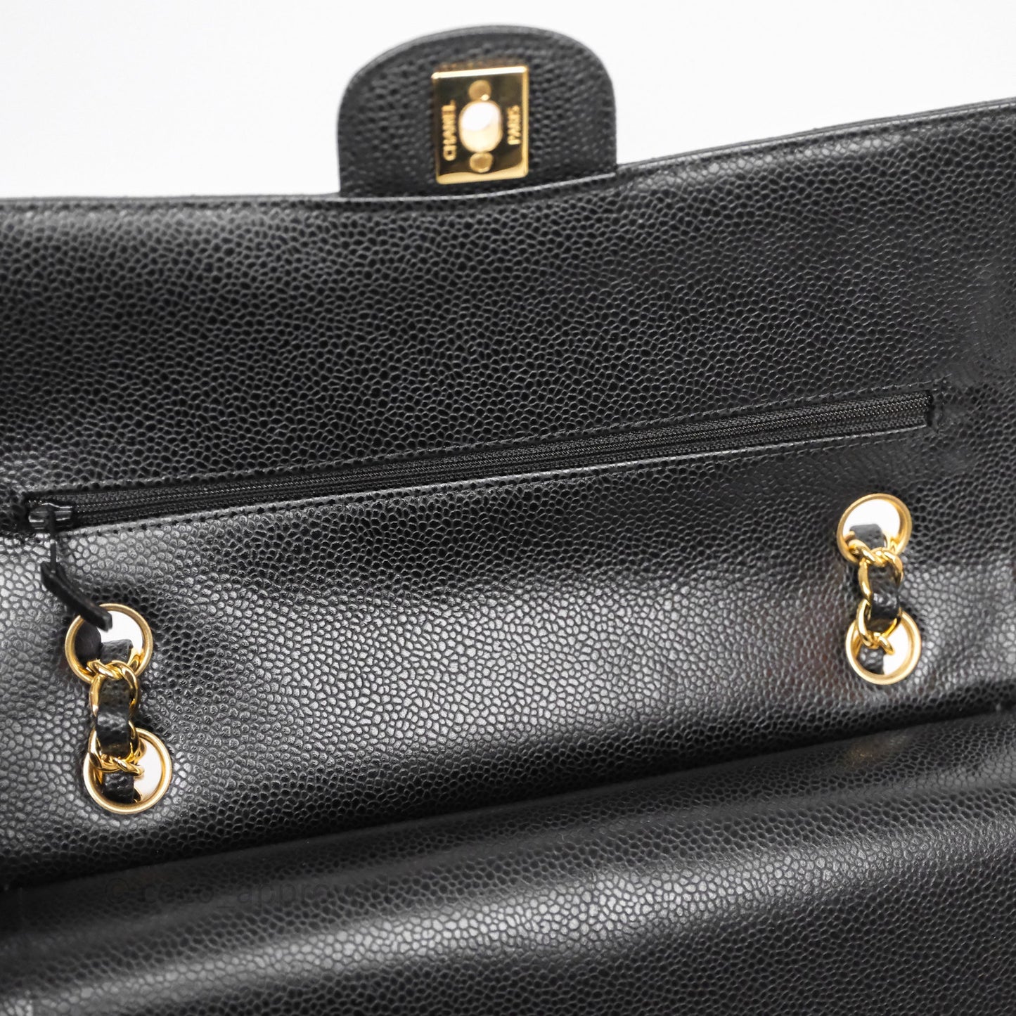 Chanel Classic M/L Medium Double Flap Black Caviar Gold Hardware
