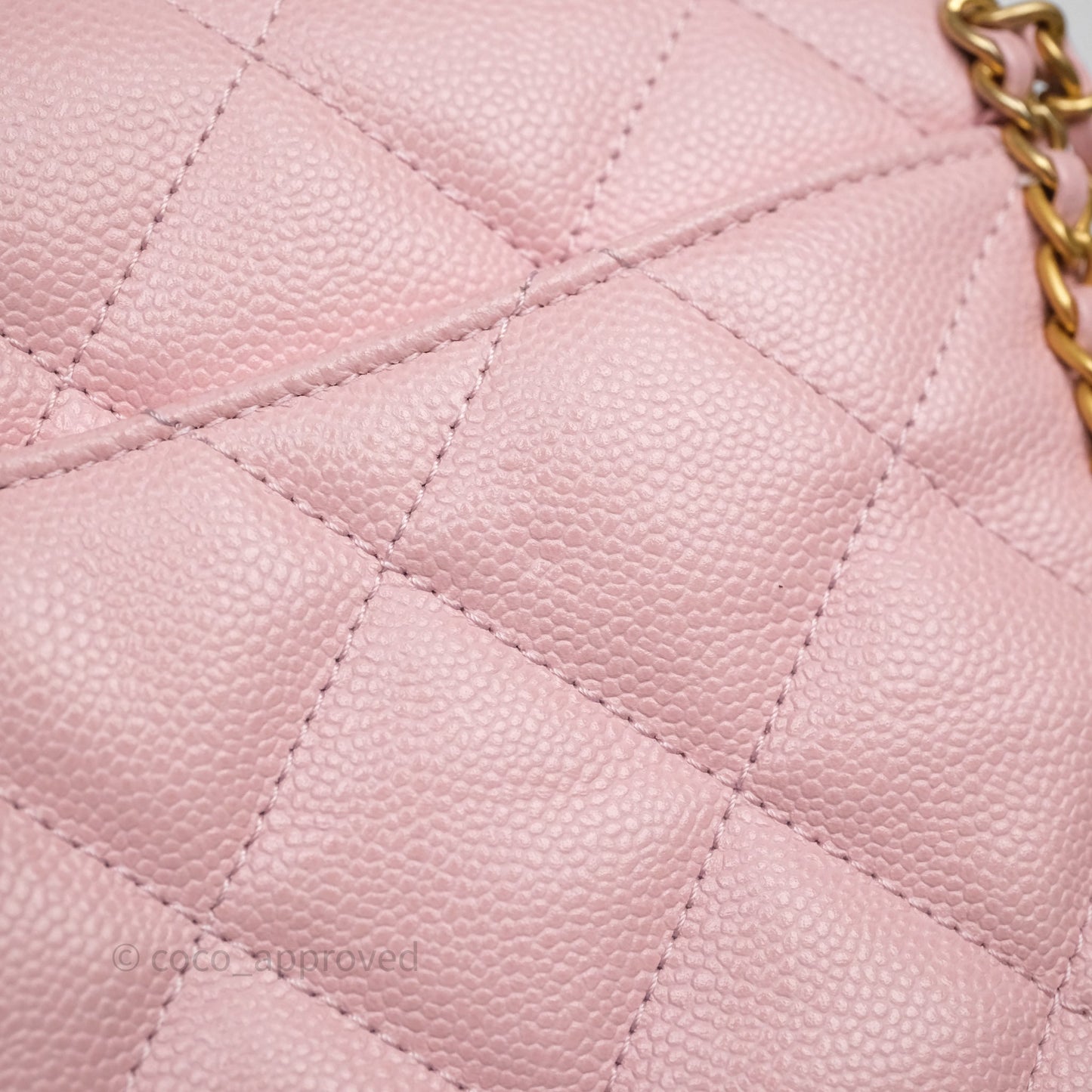 Chanel Chain Around Flap Bag Pink Caviar Aged Gold Hardware 22B