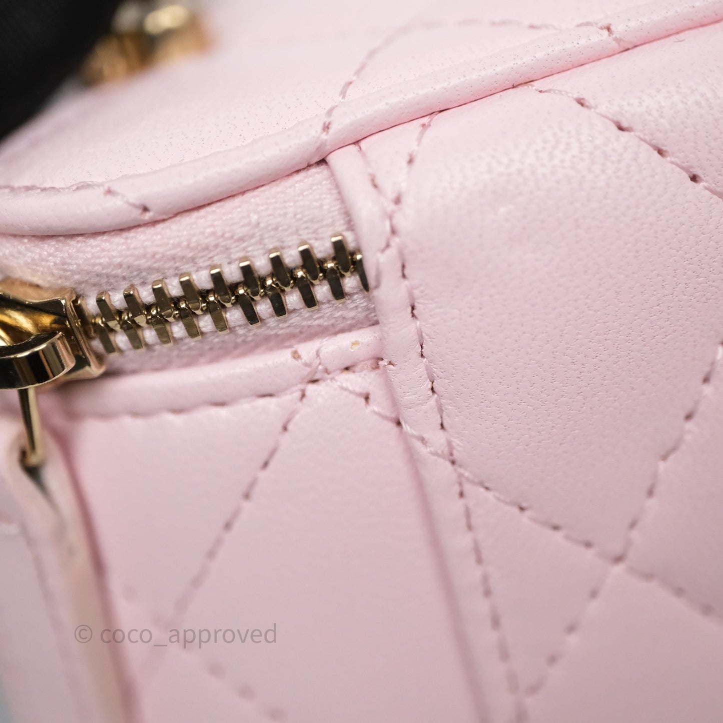 Chanel Mini Top Handle Vanity With Chain Pink Lambskin Gold Hardware