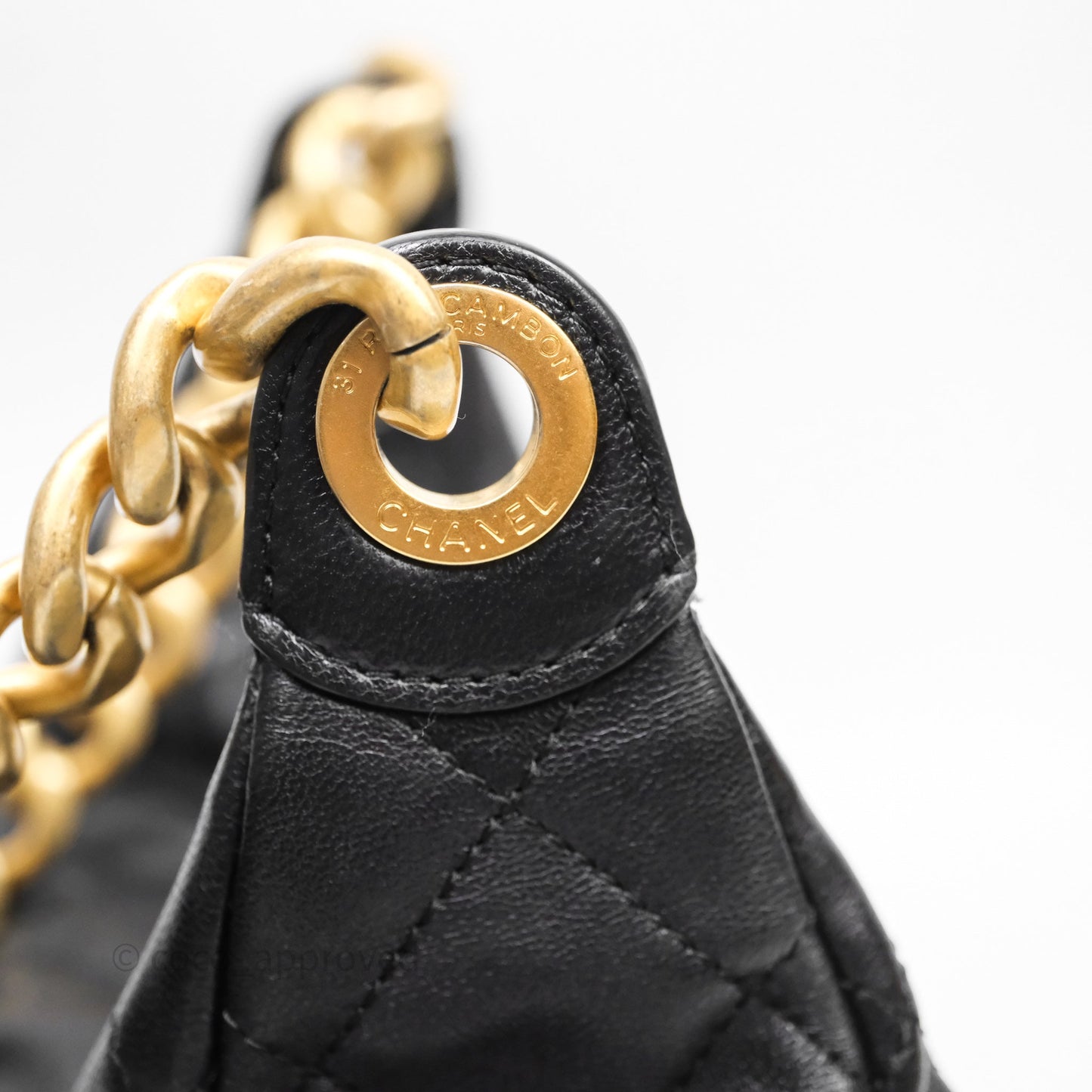 Chanel Small Quilted Trendy Double Pocket Hobo Black Lambskin Gold Hardware