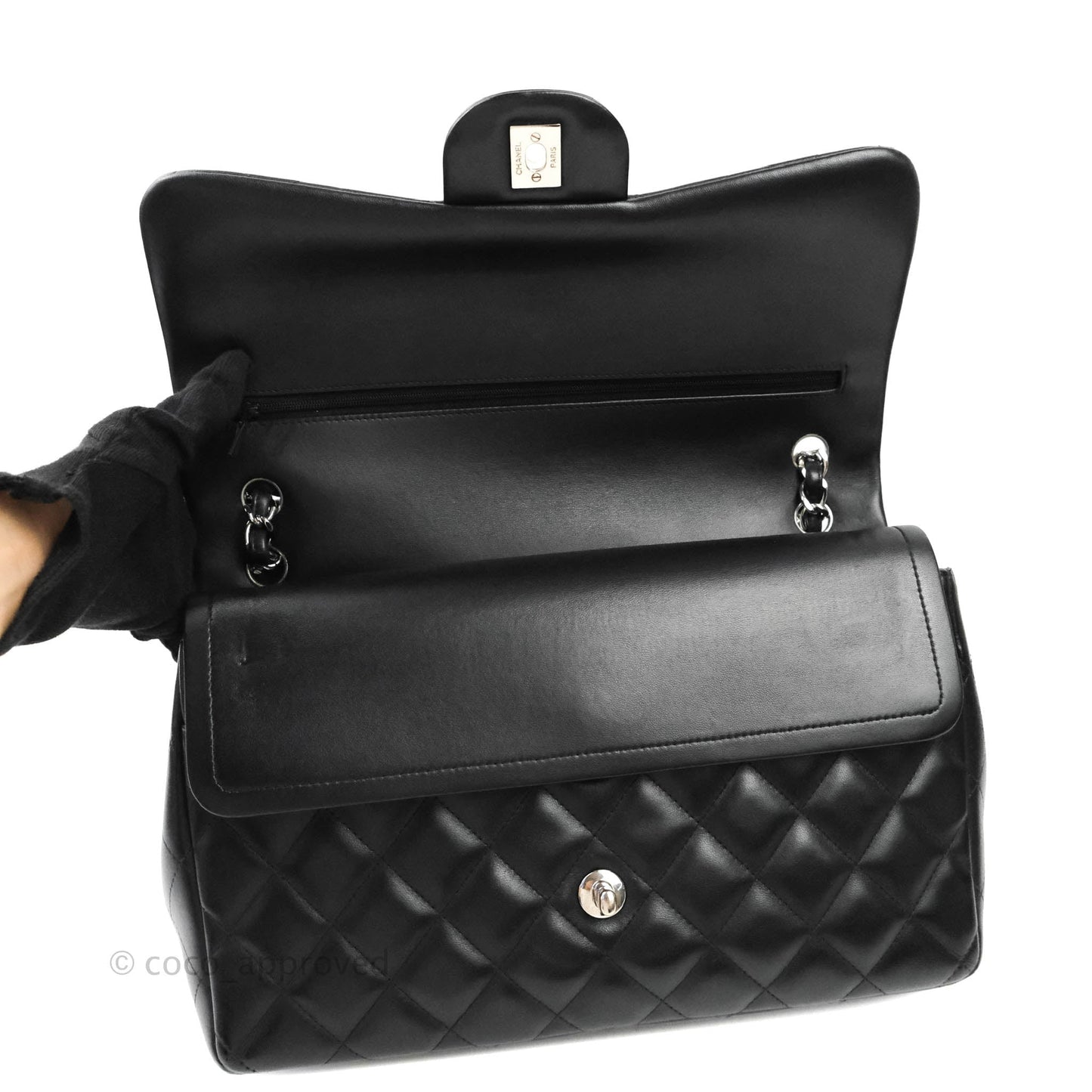 Chanel Jumbo Double Flap Black Lambskin Silver Hardware⁣⁣
