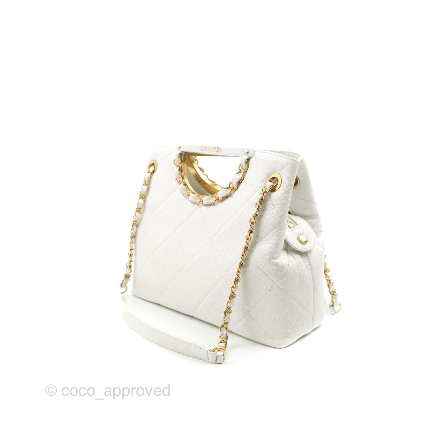 Chanel A Real Catch Shopping Bag White Caviar