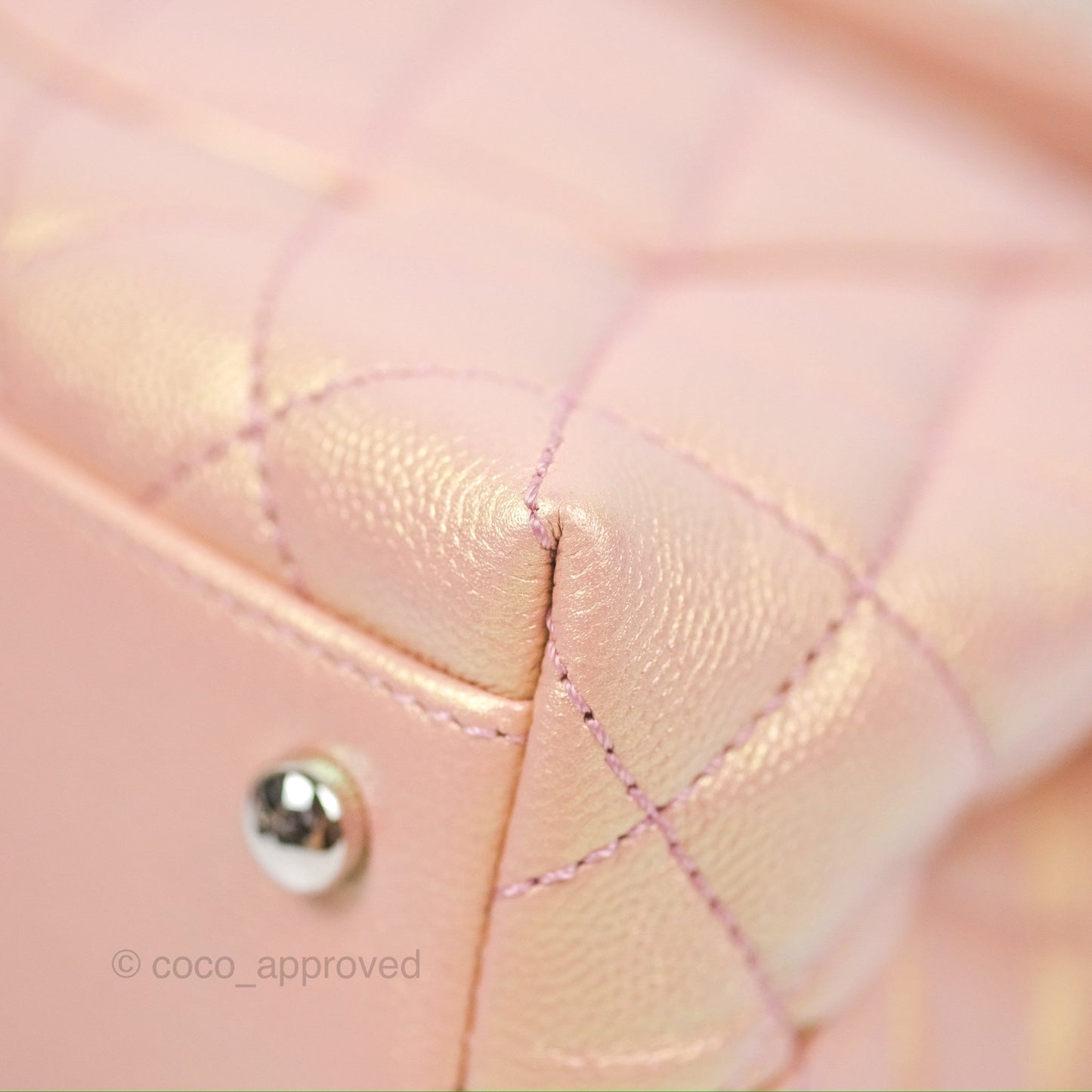 Chanel Small Quilted Coco Handle Iridescent Pink Caviar Rainbow Hardware