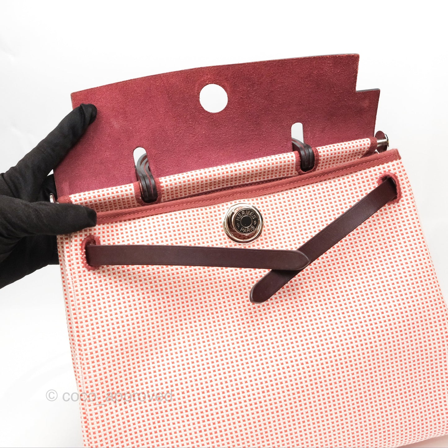 Hermès Herbag Retourne Zip 31 Ecru/Brique/Mauve Pale/Rouge Sellier Canvas Palladium Hardware