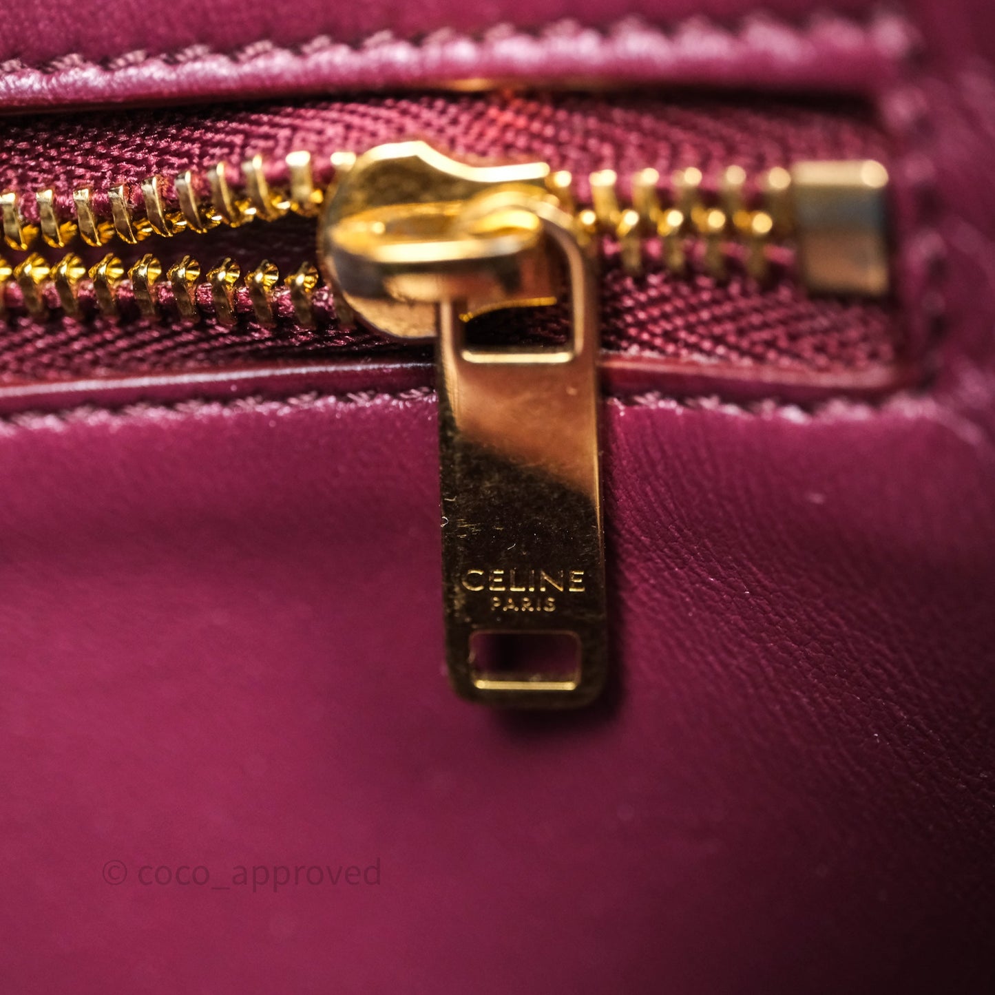 Celine Medium Triomphe Acai Burgundy Shiny Calfskin Gold Hardware