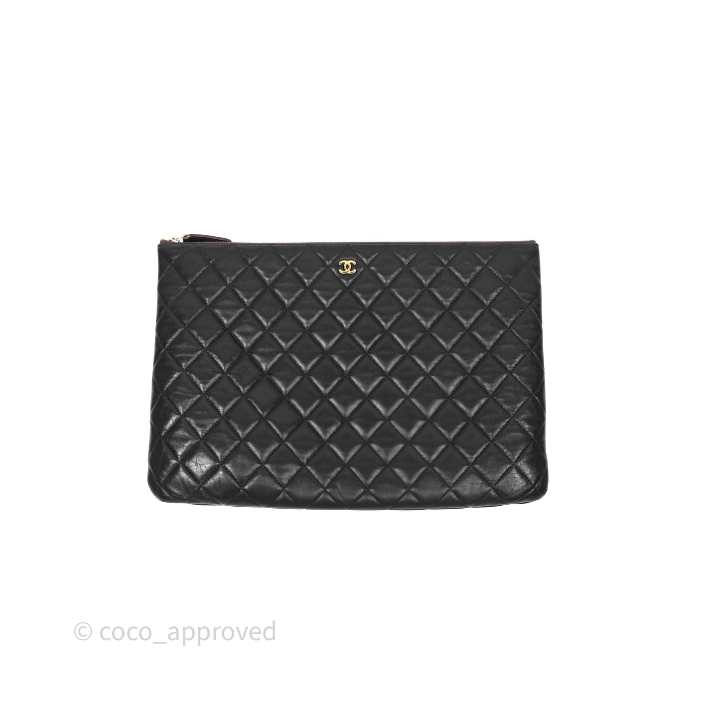 Chanel Classic Zipped Pouch Lambskin Black Gold Hardware