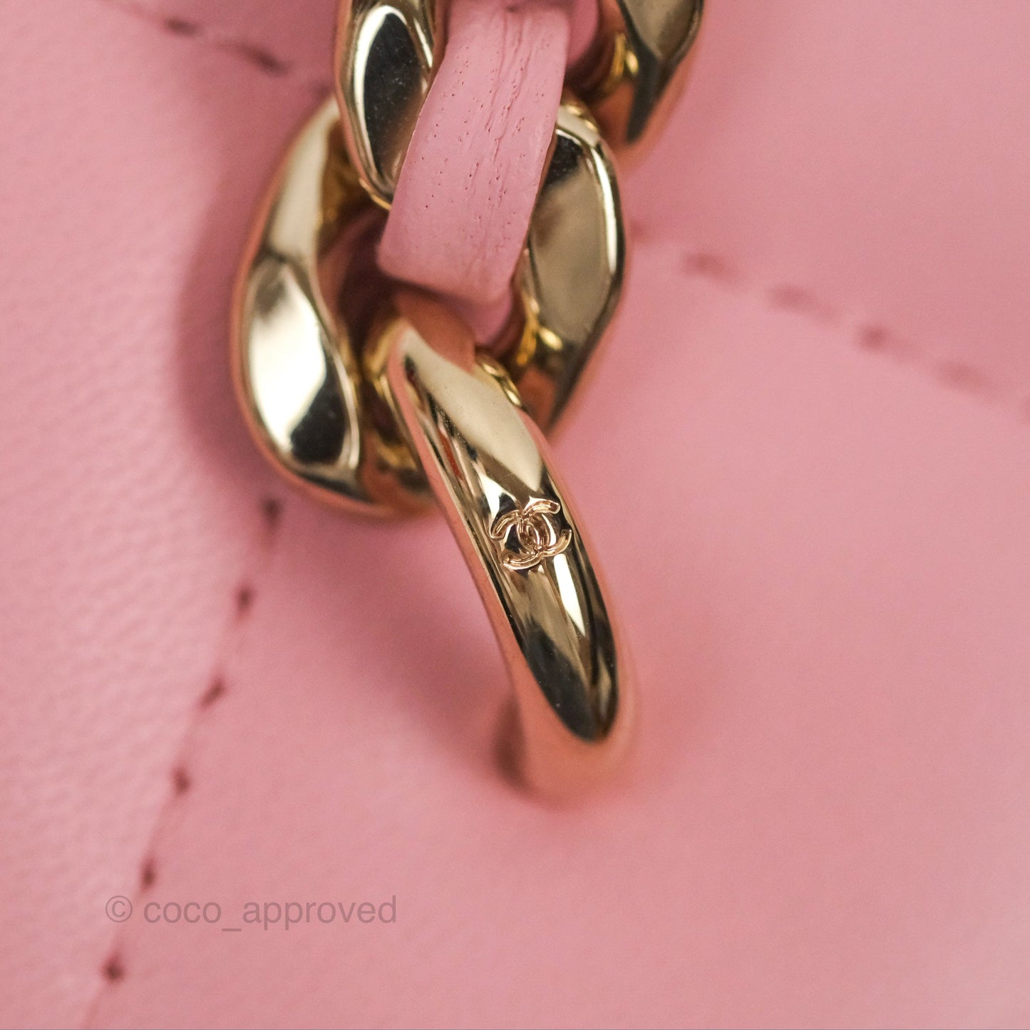 Chanel Resin Elegant Chain Vanity Case Pink Lambskin Gold Hardware