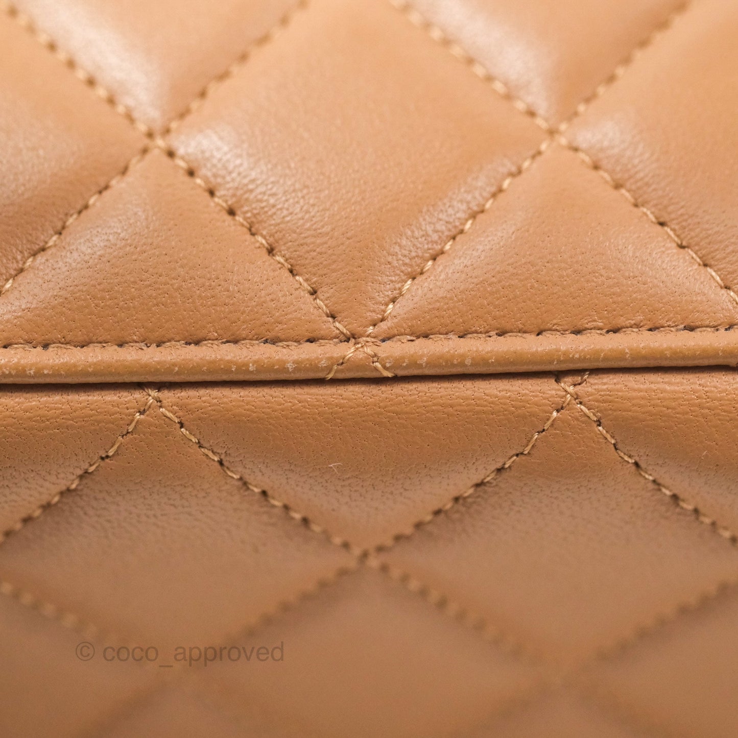 Chanel Vanity Rectangular Top Handle Beige Lambskin Gold Hardware