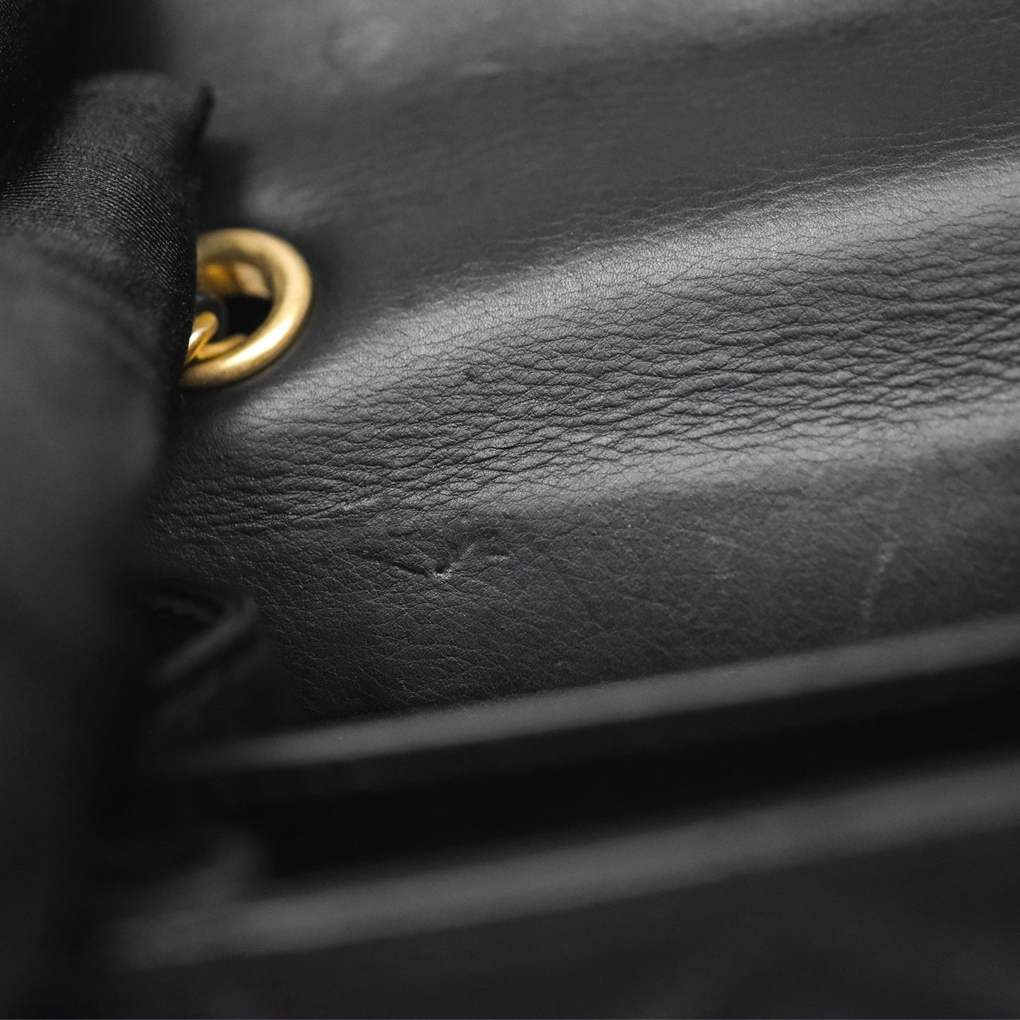 Chanel Quilted Side Chain Flap Bag Black Calfskin Aged Gold Hardware
