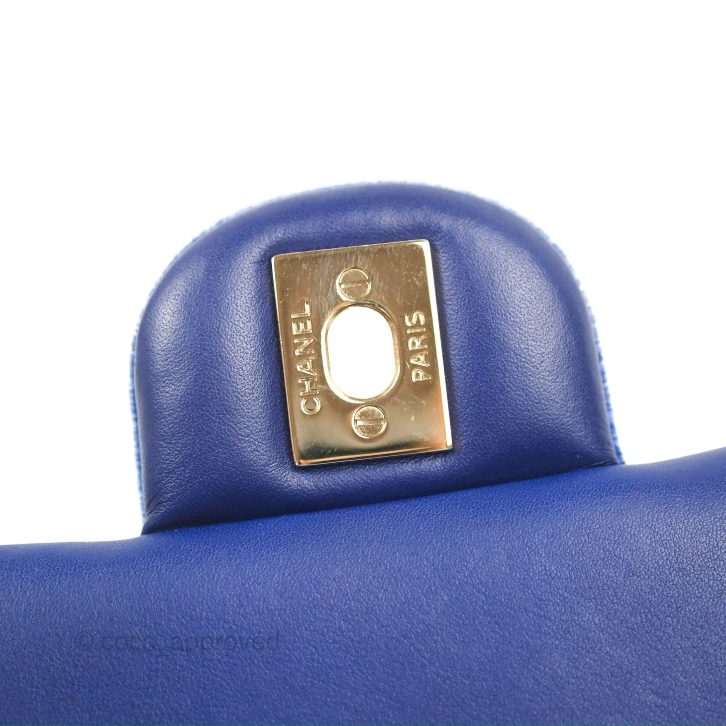 Chanel Quilted Mini Rectangular Flap Blue Velvet Gold Hardware