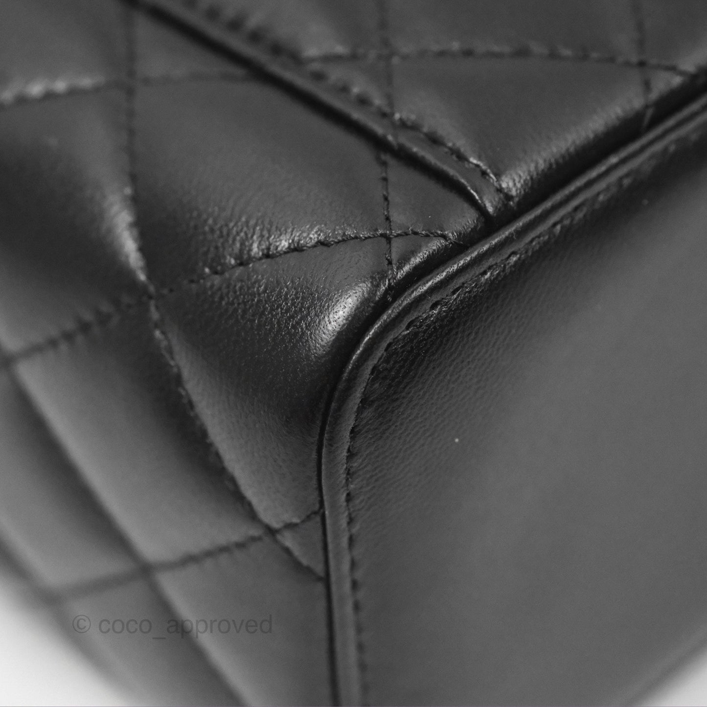 Chanel Vanity Rectangular Top Handle Black Lambskin Gold Hardware
