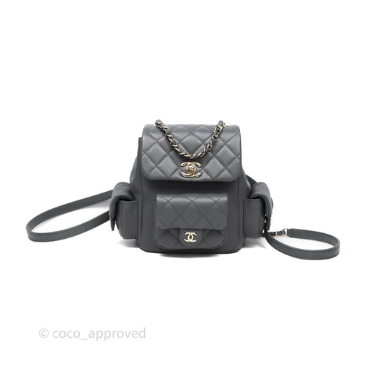 Chanel Small Duma Backpack Dark Grey Caviar Gold Hardware 23K