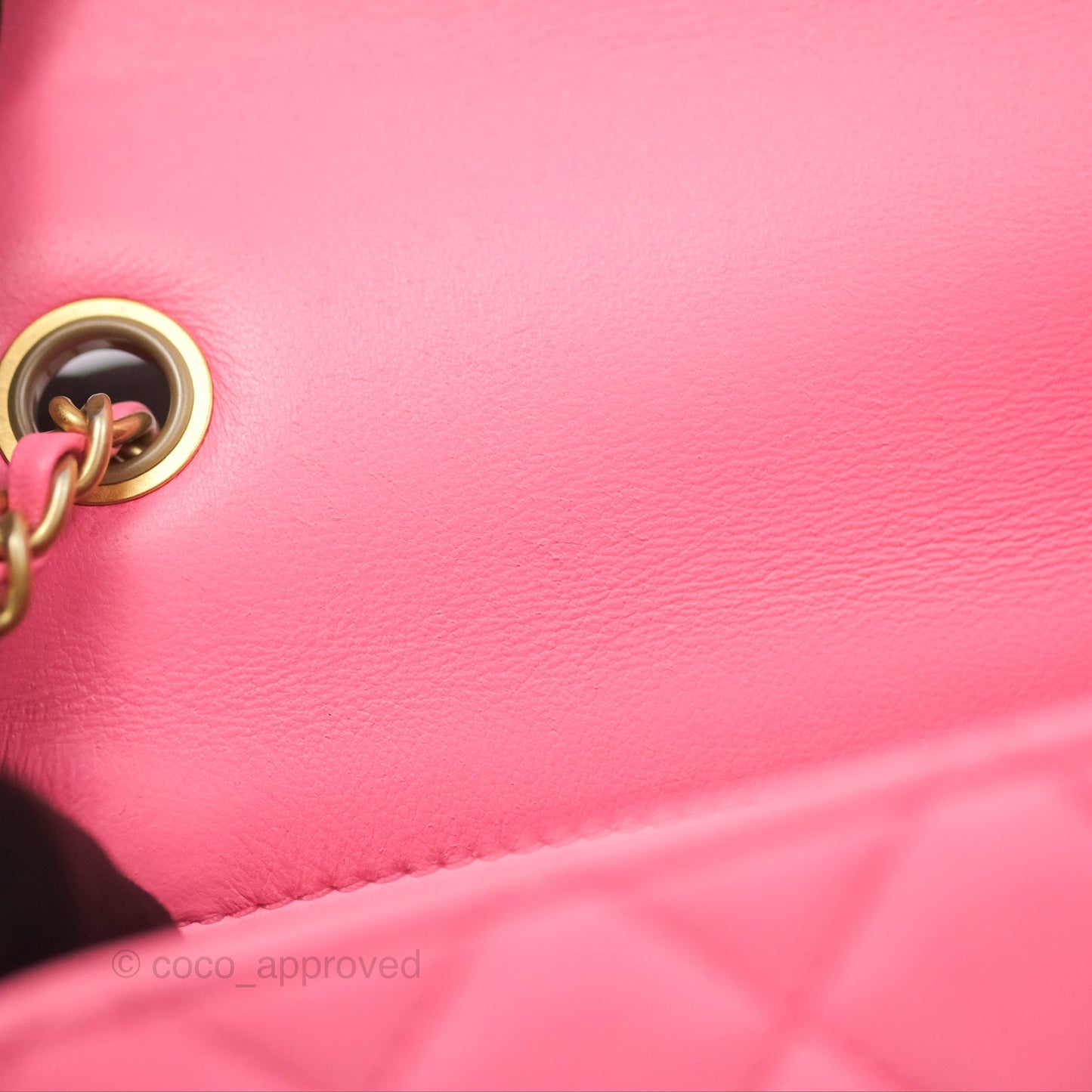 Chanel Mini Rectangular Pearl Crush Quilted Pink Lambskin Aged Gold Hardware