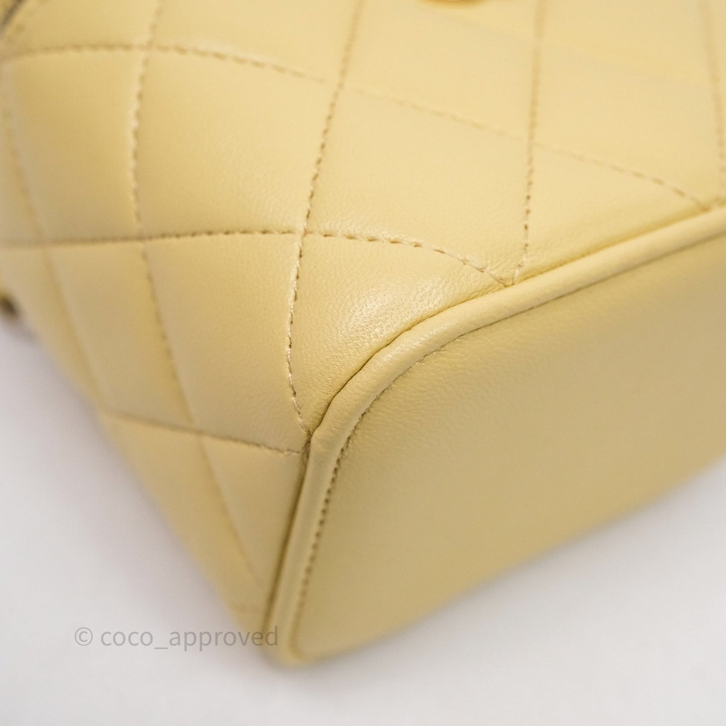 Chanel Mini Top Handle Vanity With Chain Yellow Lambskin Gold Hardware