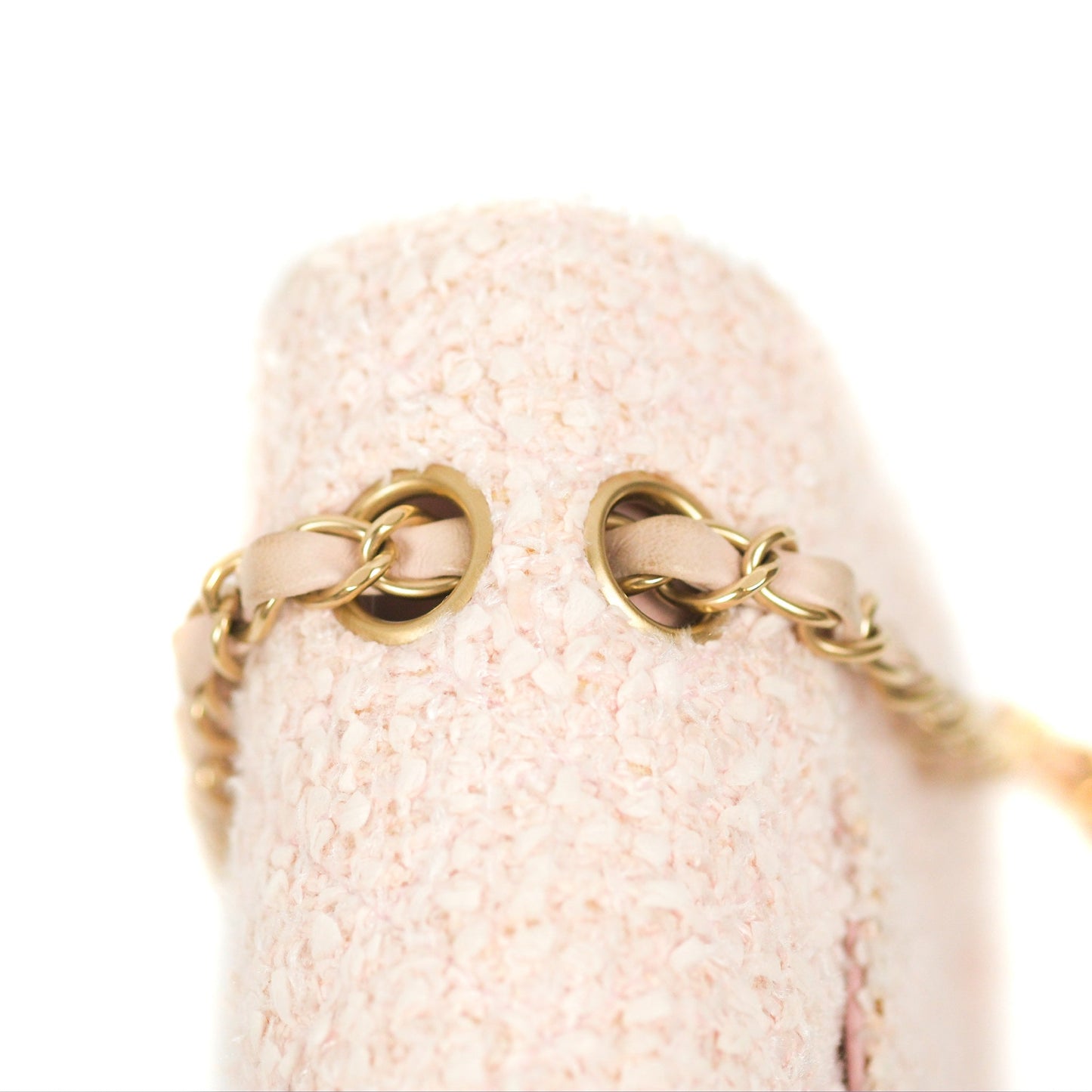 Chanel Classic M/L Medium Quilted Double Flap Pink Tweed Matte Gold Hardware