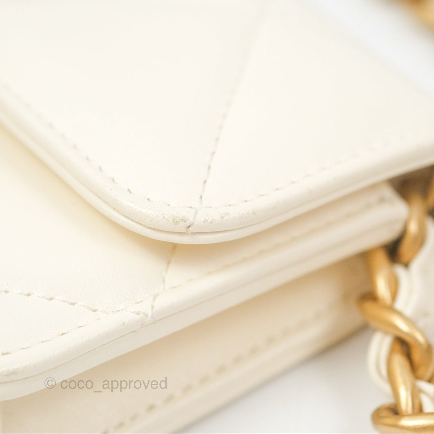 Chanel 19 Clutch With Chain Ivory White Lambskin Mixed Hardware