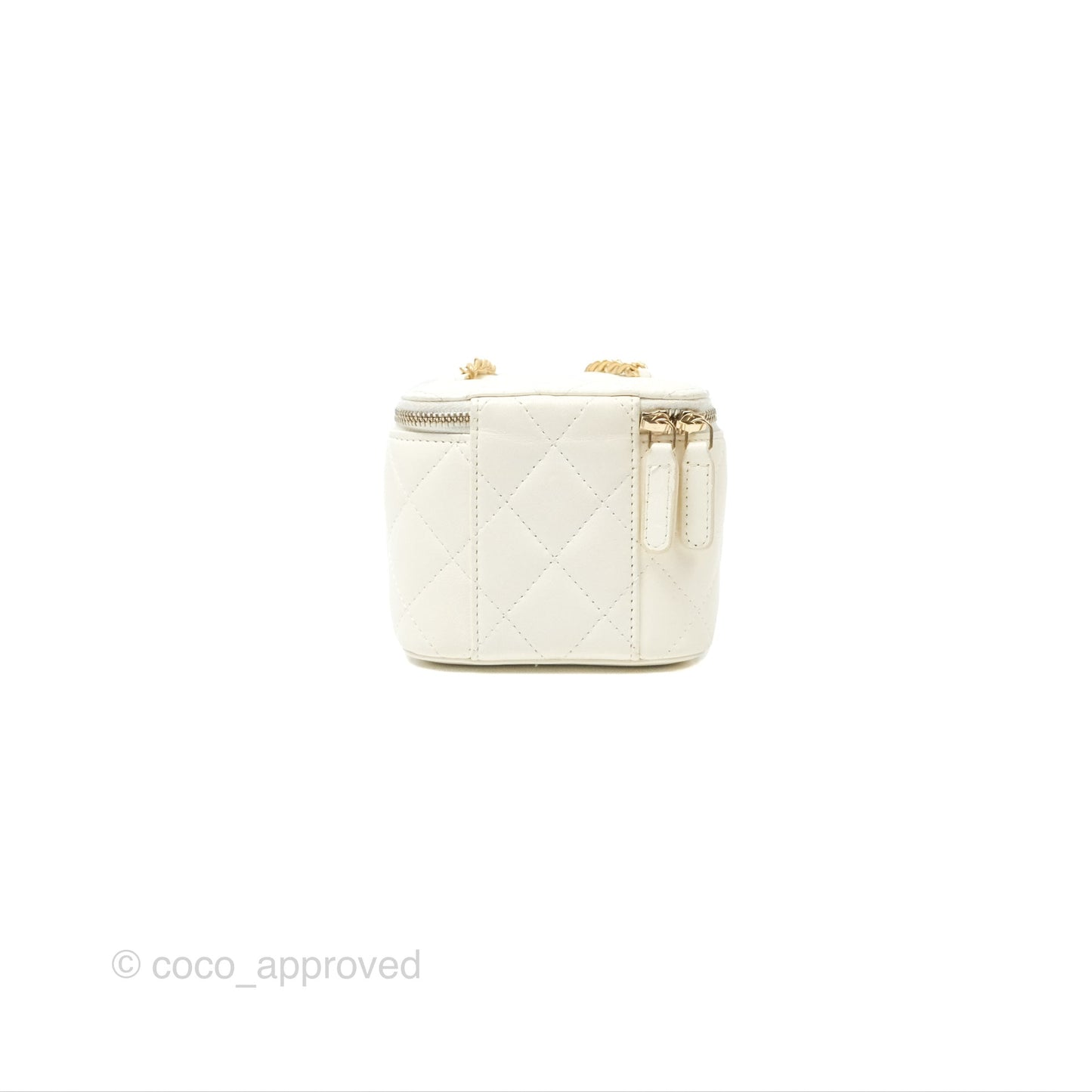 Chanel Mini Pearl Crush Vanity With Chain White Lambskin Gold Hardware