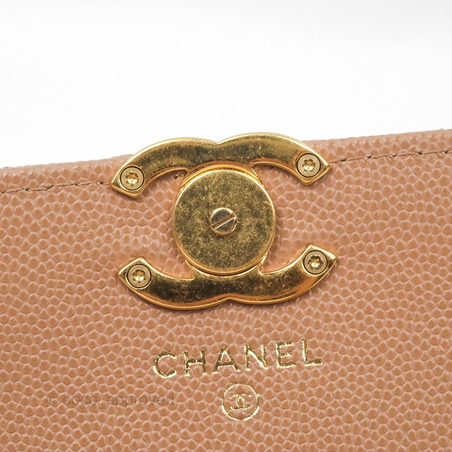 Chanel CC Chain Clutch with Chain Beige Caviar Gold Hardware
