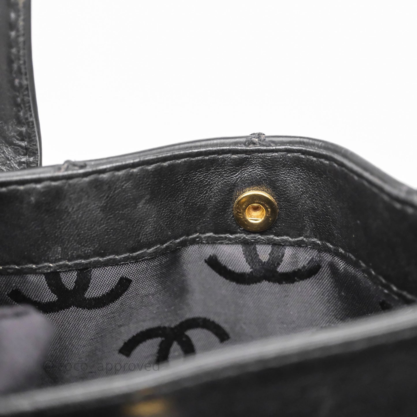 Chanel Vintage Quilted CC Tote Bag Matte Black Calfskin Gold Hardware