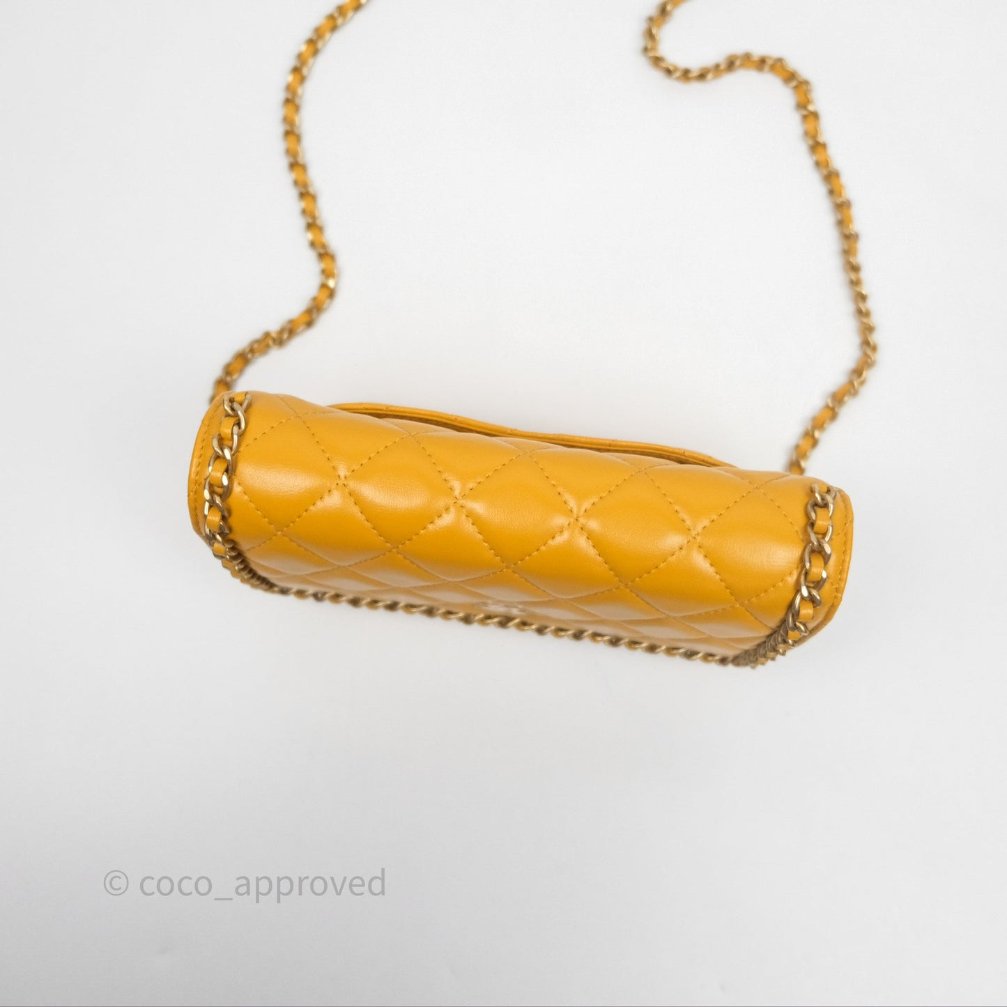 Chanel Quilted Classic Chain Around WOC Yellow Lambskin Aged Gold Hardware