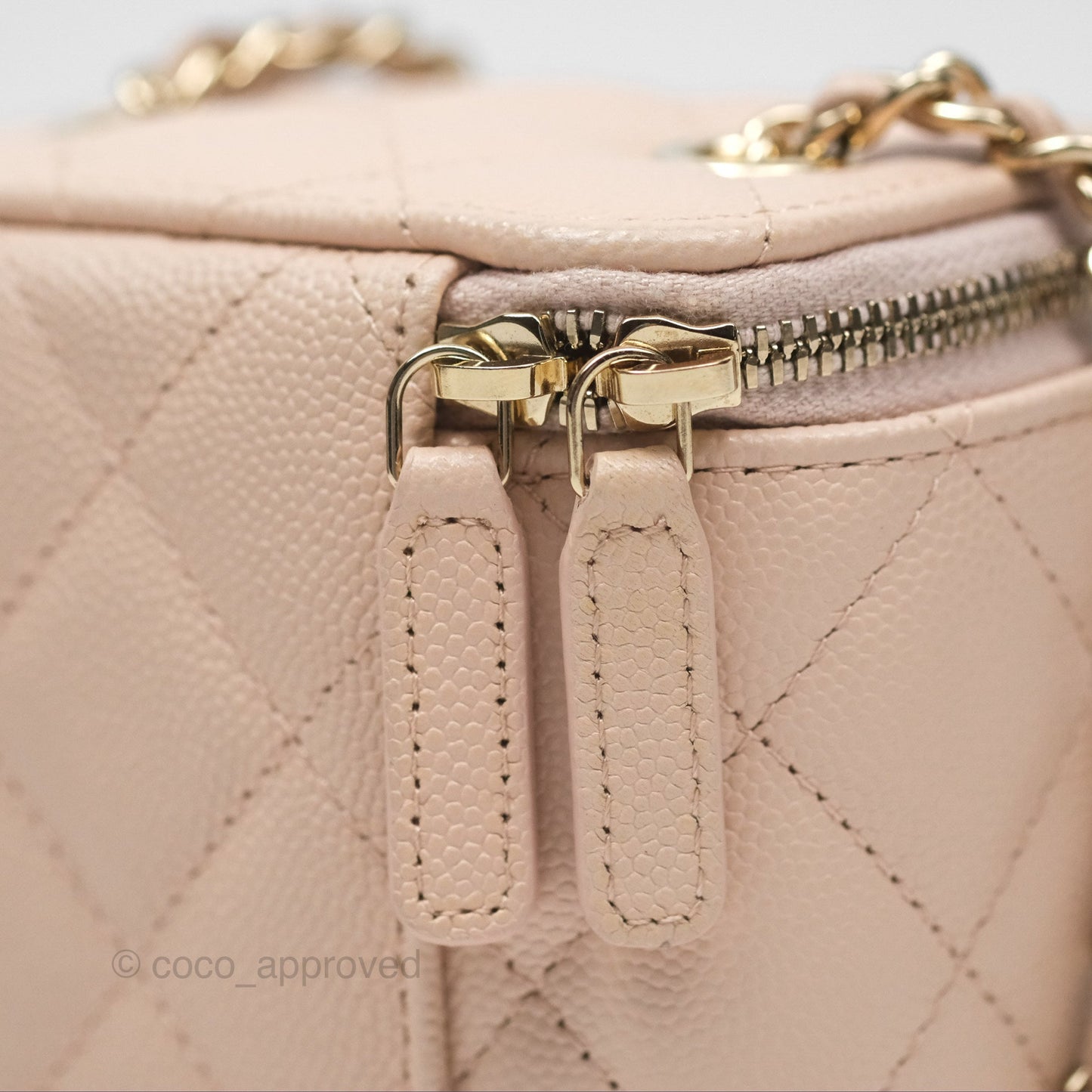 Chanel Mini Vanity With Chain Beige Pink Caviar Gold Hardware