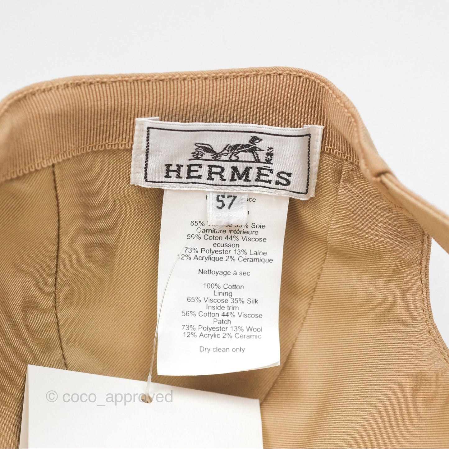 Hermès Davis H Sellier Cap Beige Camel