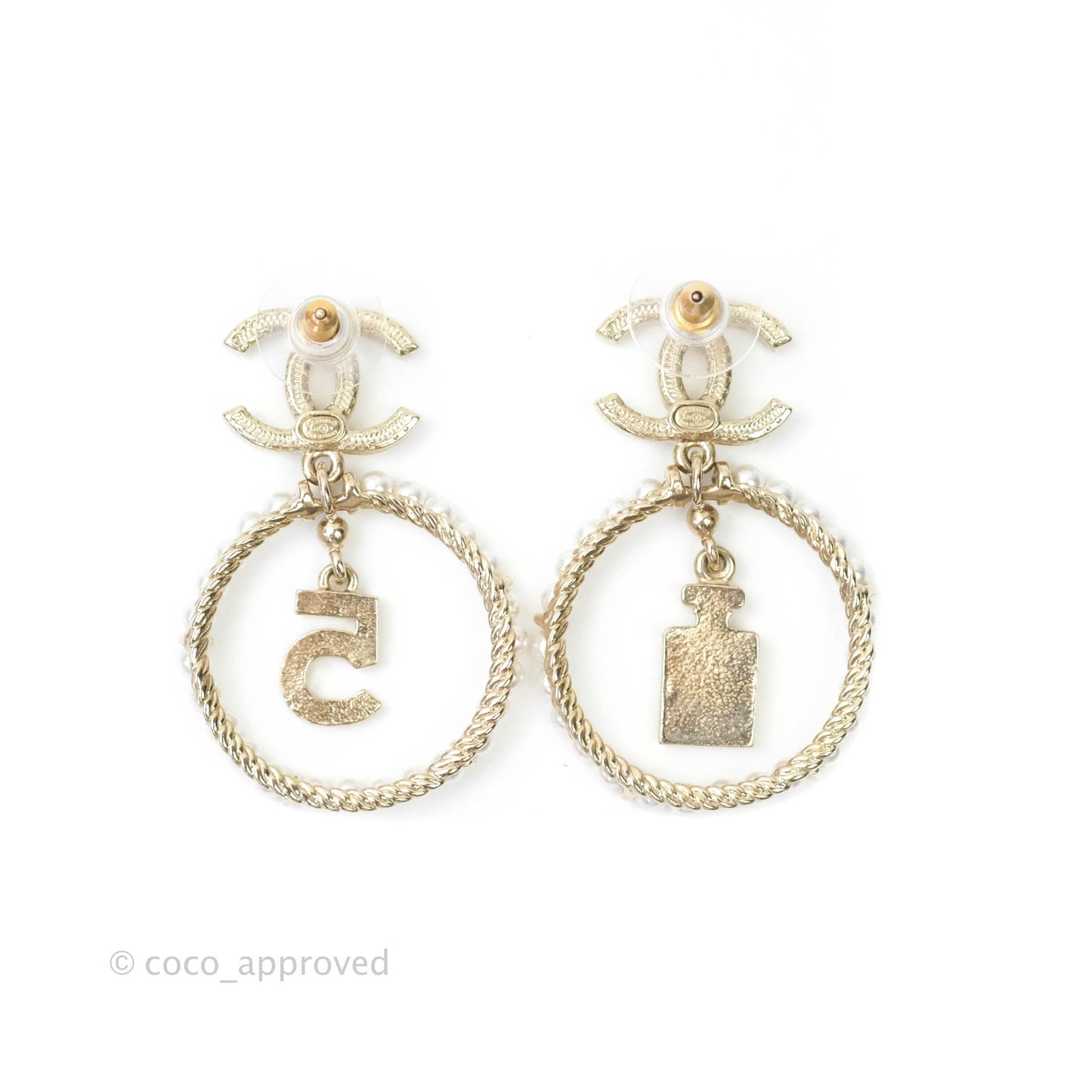 Chanel CC Crystal Pearl Ring No 5 Drop Earrings 21V