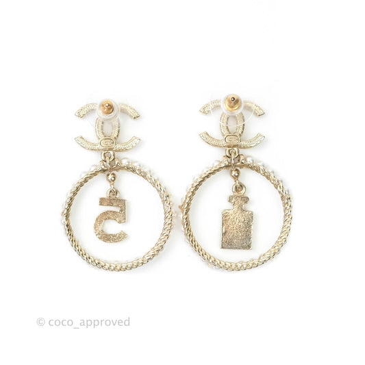 Chanel CC Crystal Pearl Ring No 5 Drop Earrings 21V