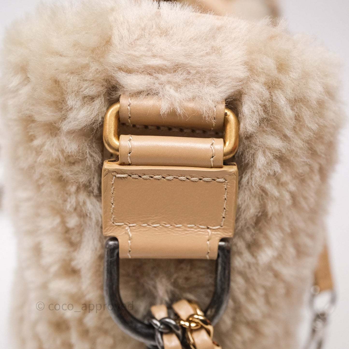 Chanel Small Gabrielle Hobo Shearling Beige Mixed Hardware