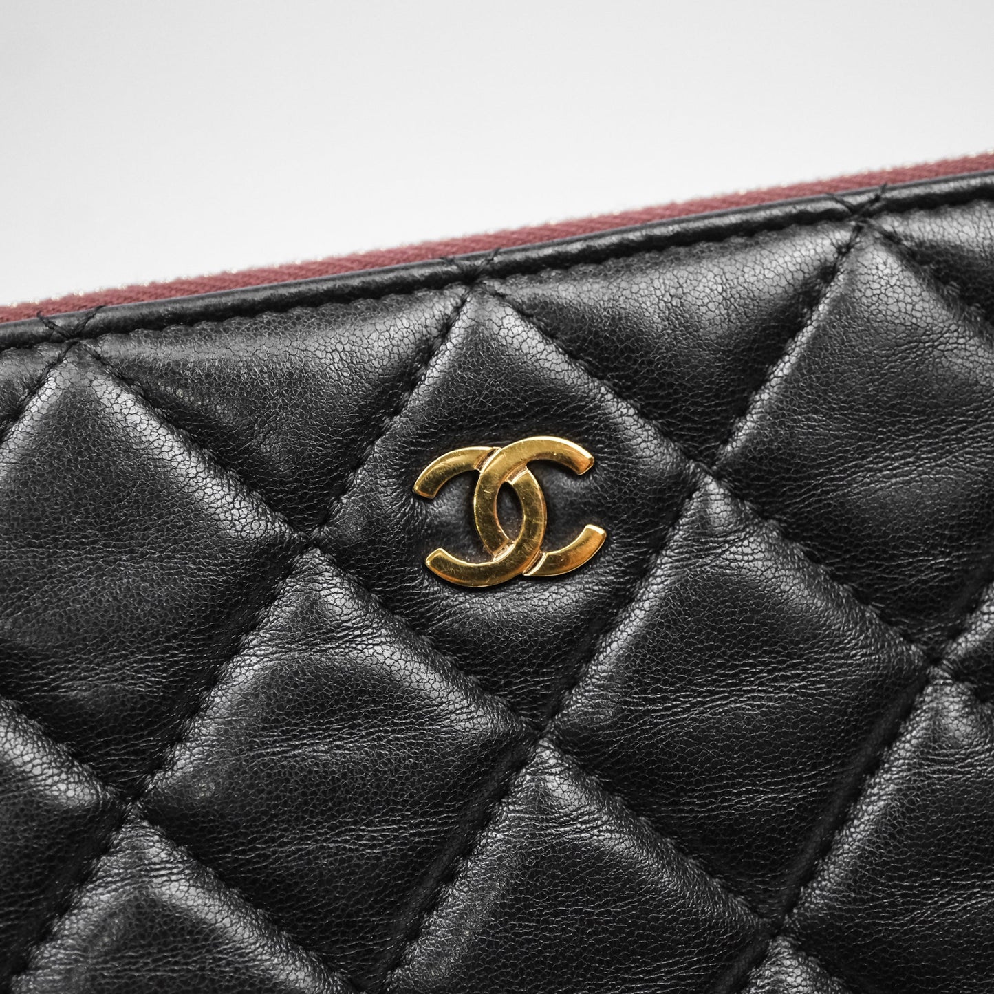 Chanel Classic Zipped Pouch Lambskin Black Gold Hardware