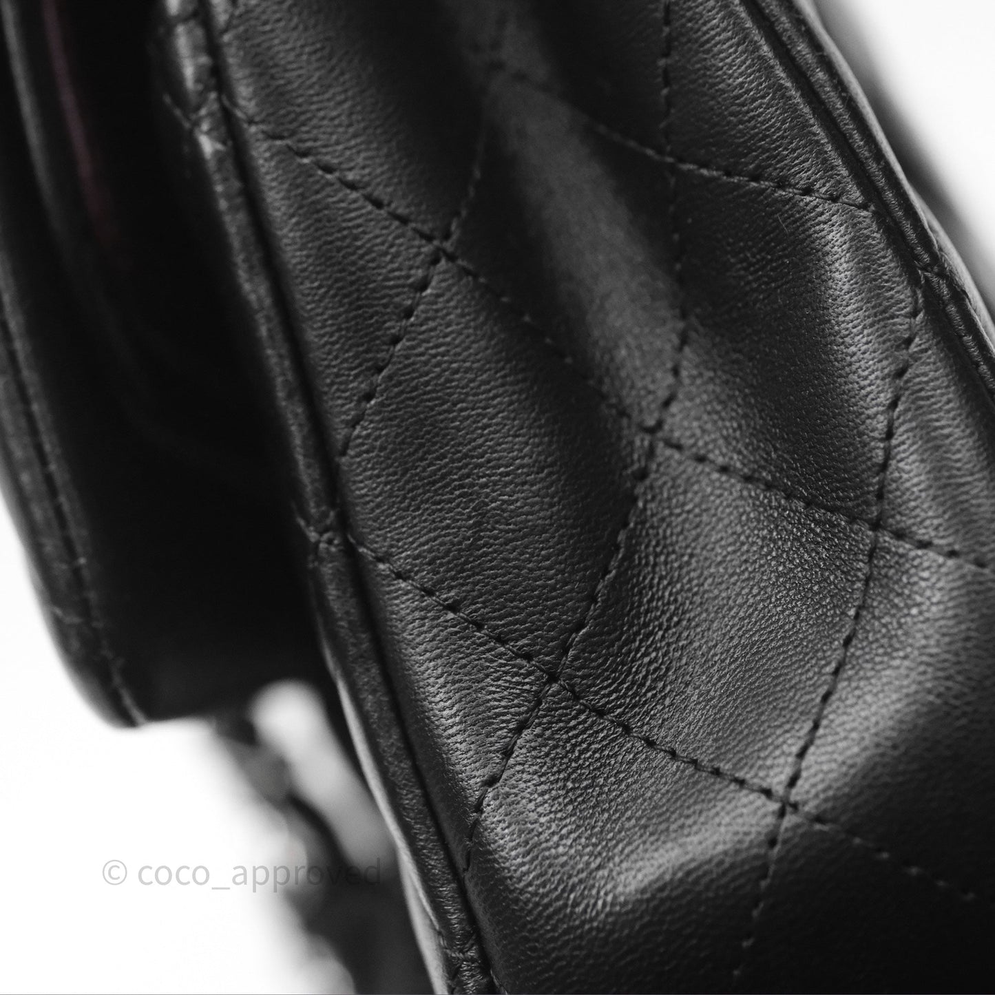 Chanel Classic M/L Medium Flap Quilted Black Lambskin Silver Hardware