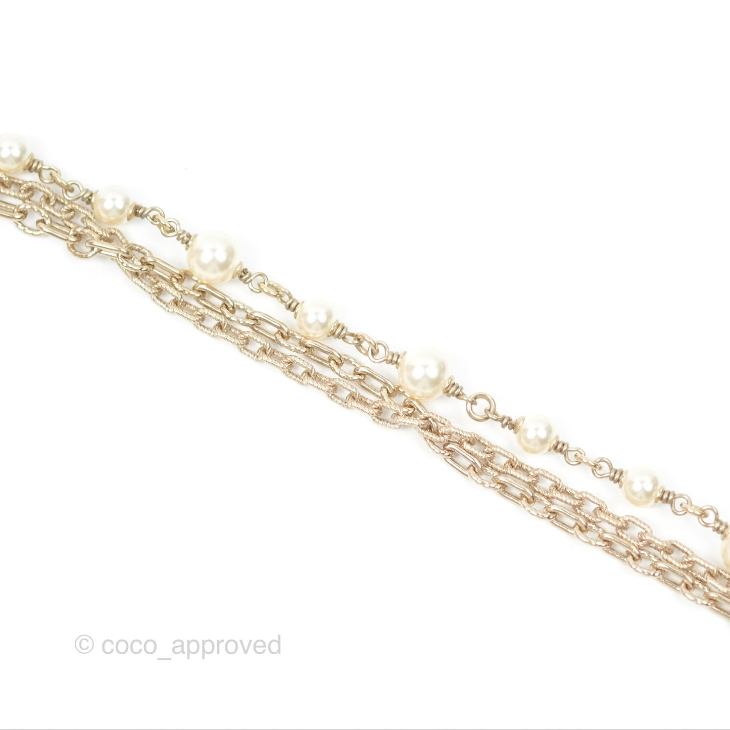 Chanel Purple CC Pearl Chain Long Necklace Gold Tone 15B
