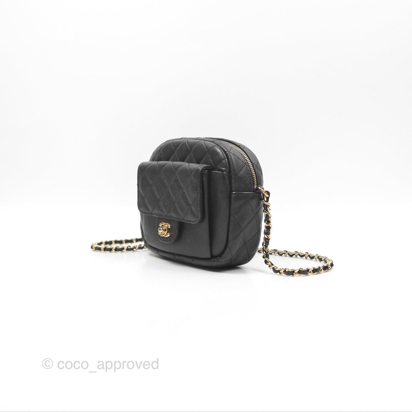 Chanel CC Day Camera Bag Black Caviar Gold Hardware