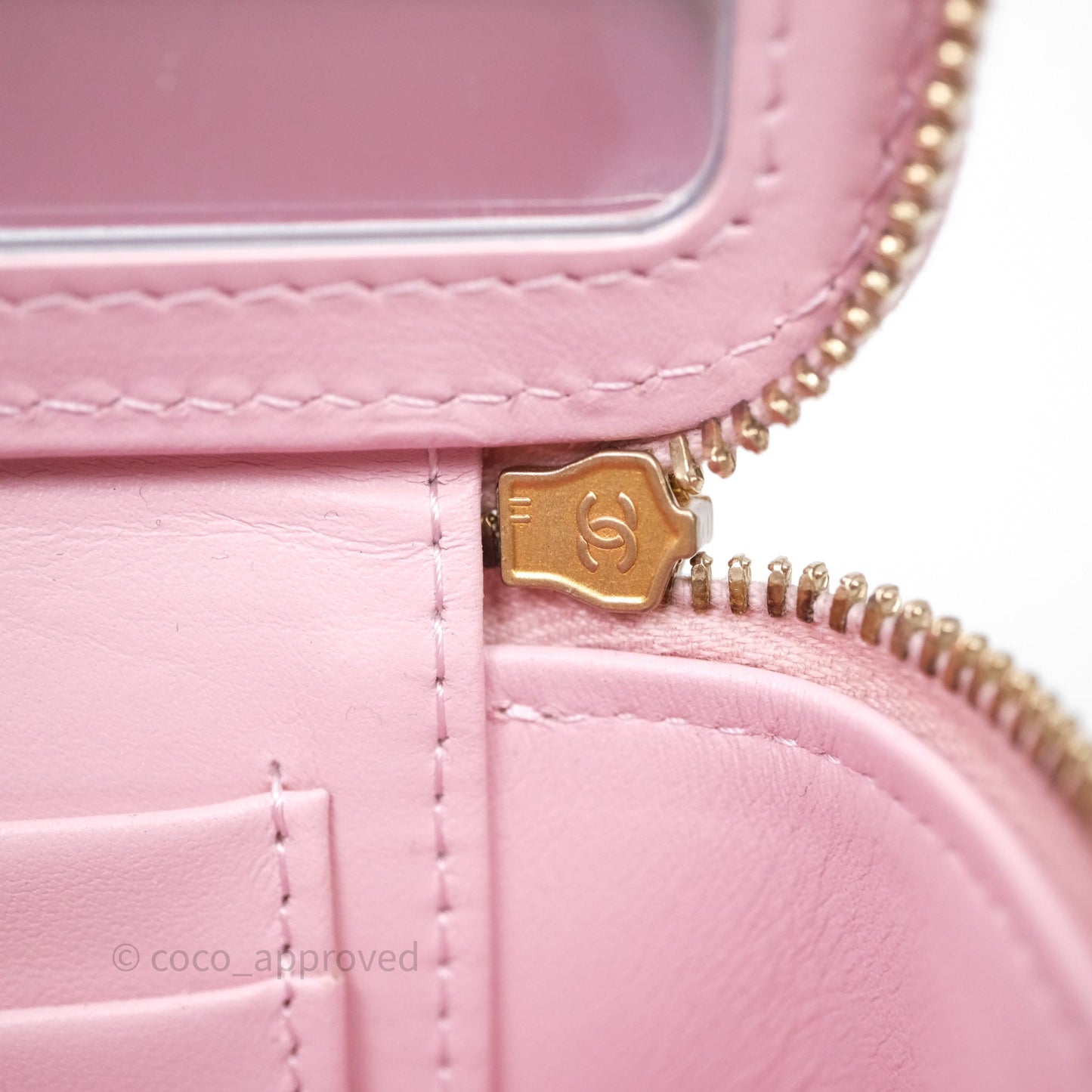 Chanel Vanity with Multicolor Resin Chain Pink Lambskin Aged Gold Hardware