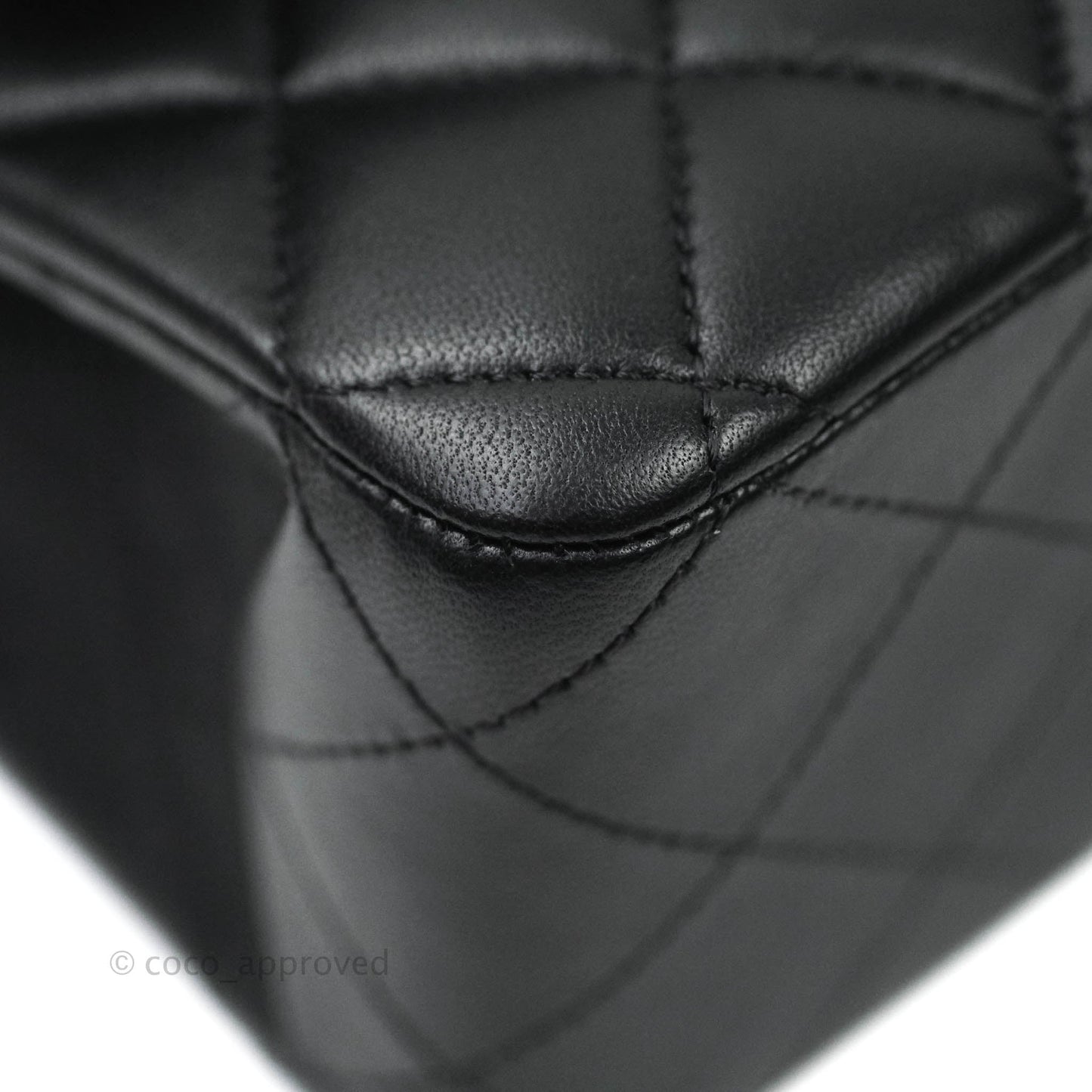 Chanel Classic M/L Medium Double Flap Bag Black Lambskin Silver Hardware