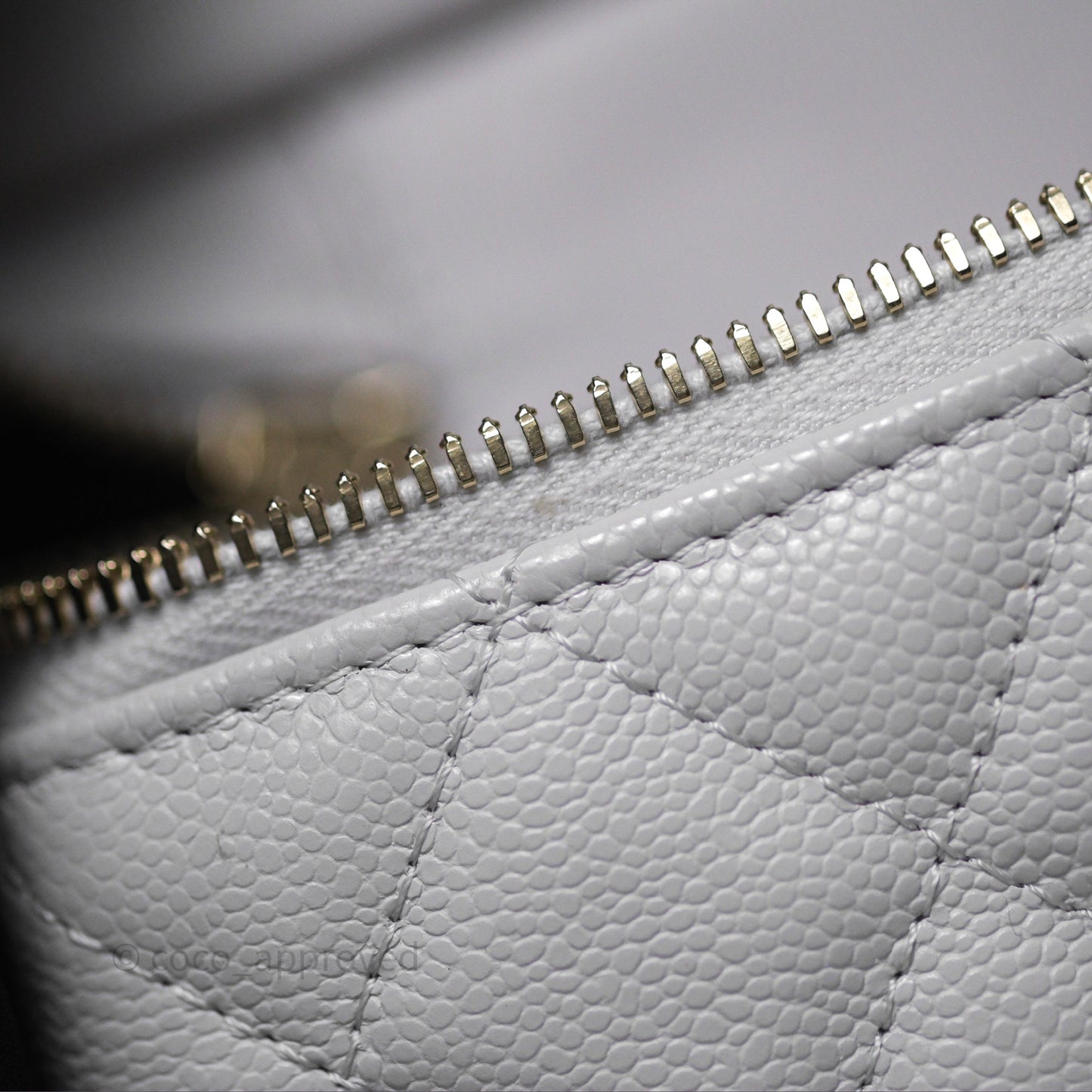 Chanel Top Handle Long Vanity with Chain Light Grey Caviar Gold Hardware