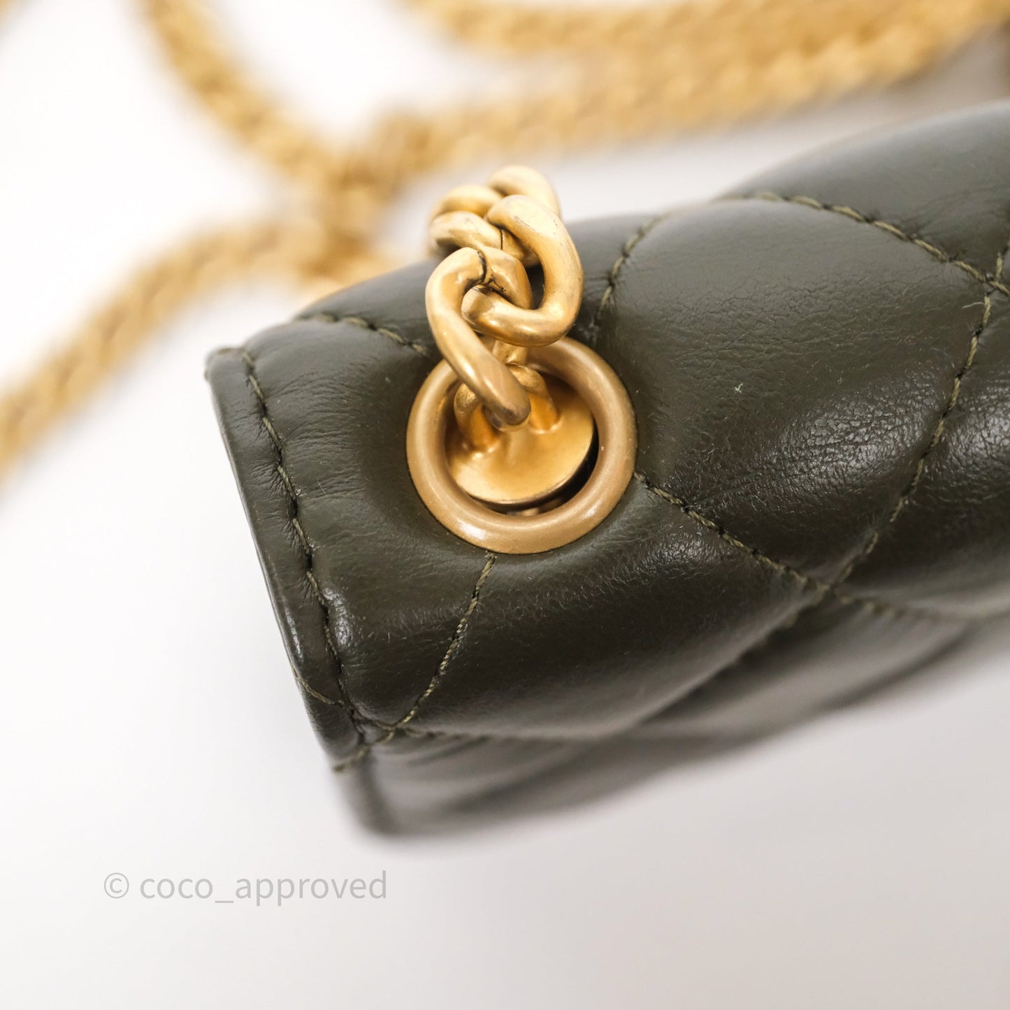 Chanel All Slide Adjustable Chain Phone Holder WOC Olive Green Lambskin