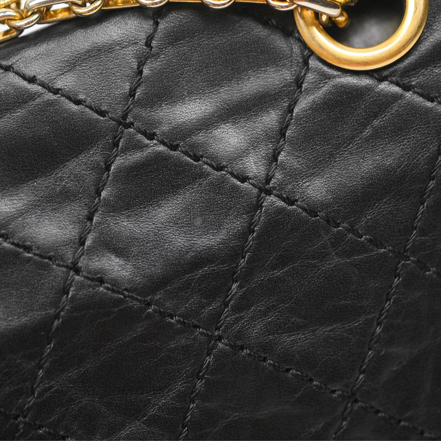 Chanel Reissue 225 Quilted Black Aged Calfskin Aged Gold Hardware
