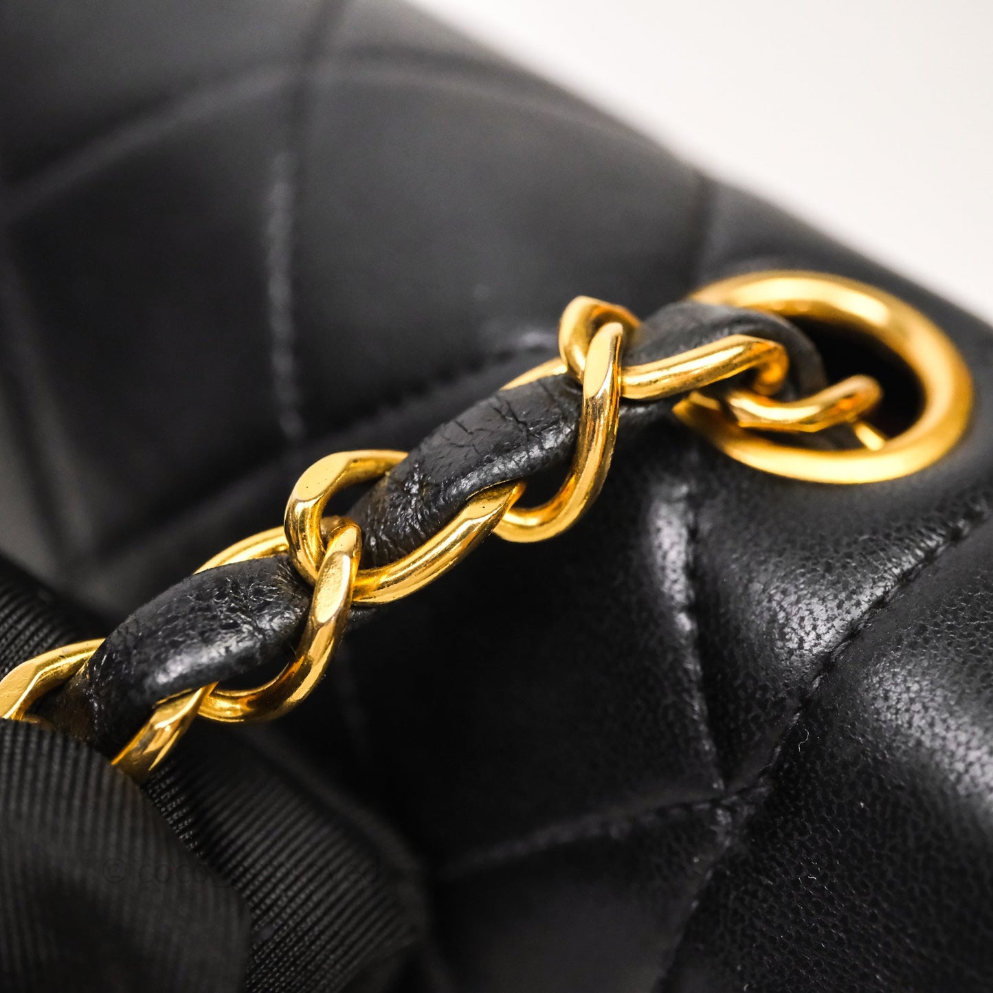 Chanel Vintage Small Classic Diana Flap Bag Black Lambskin 24K Gold Hardware