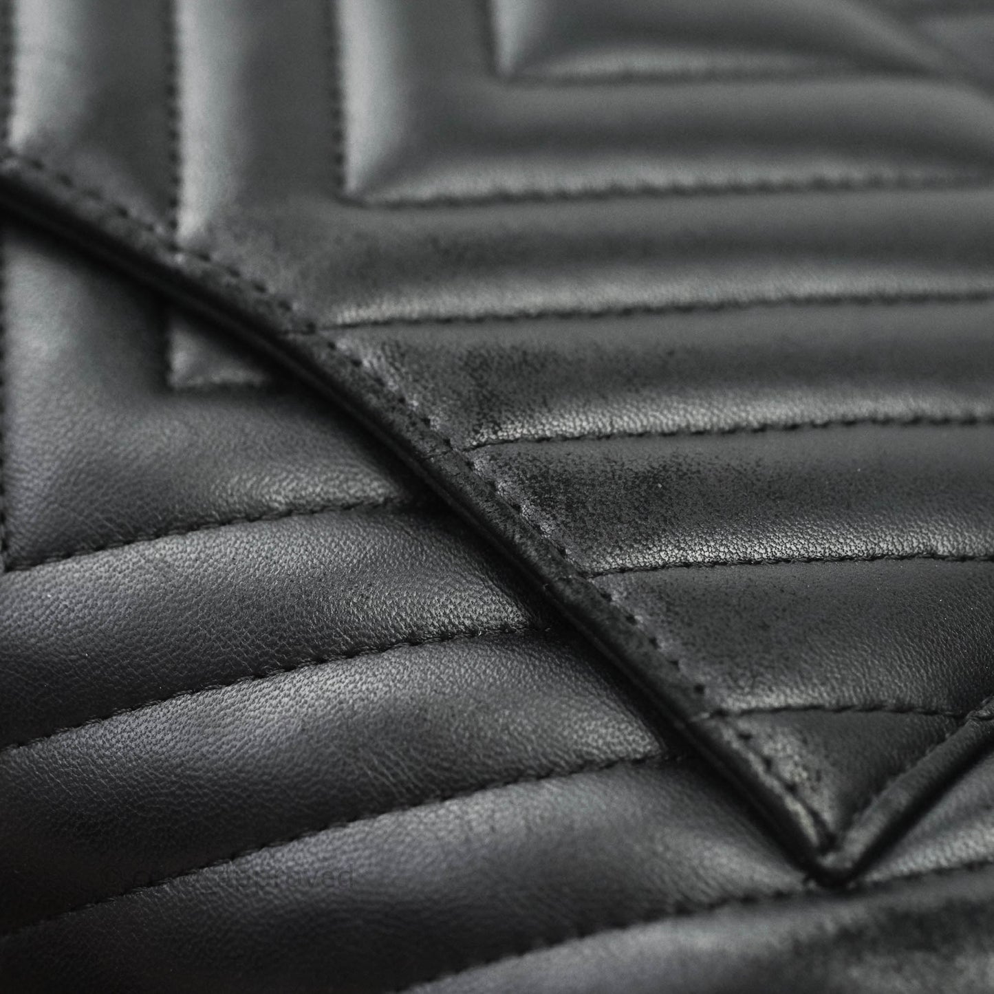 Chanel Classic Chevron M/L Medium Double Flap So Black Lambskin